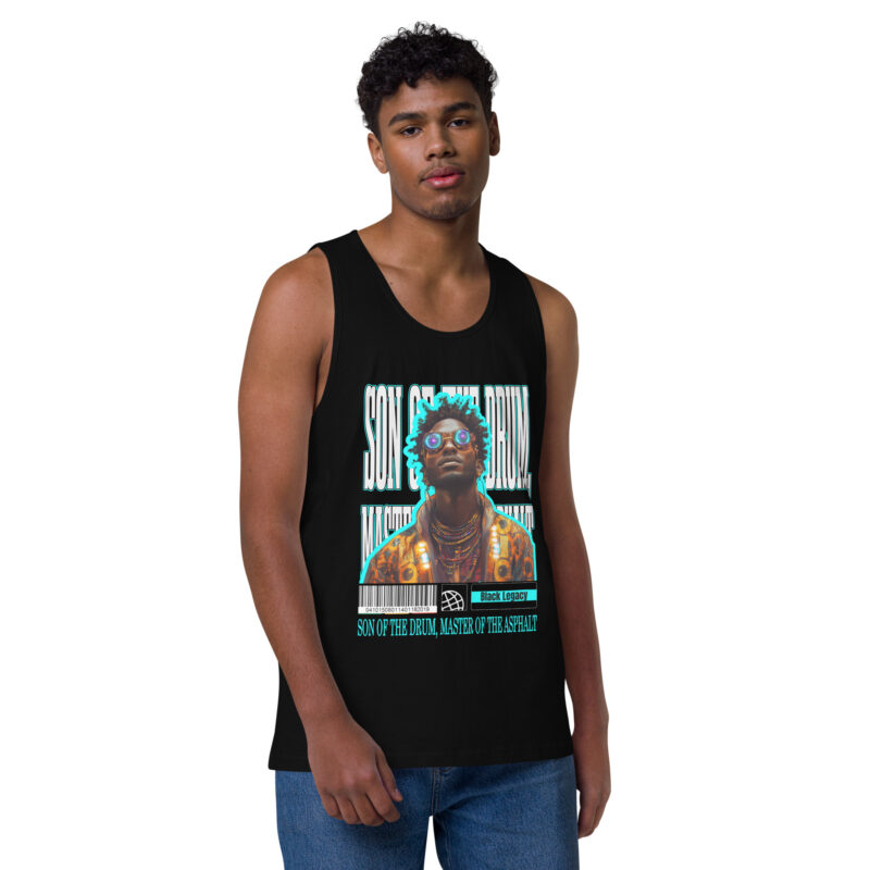 Men’s premium tank top with Son of the Drum, Master of the Asphalt