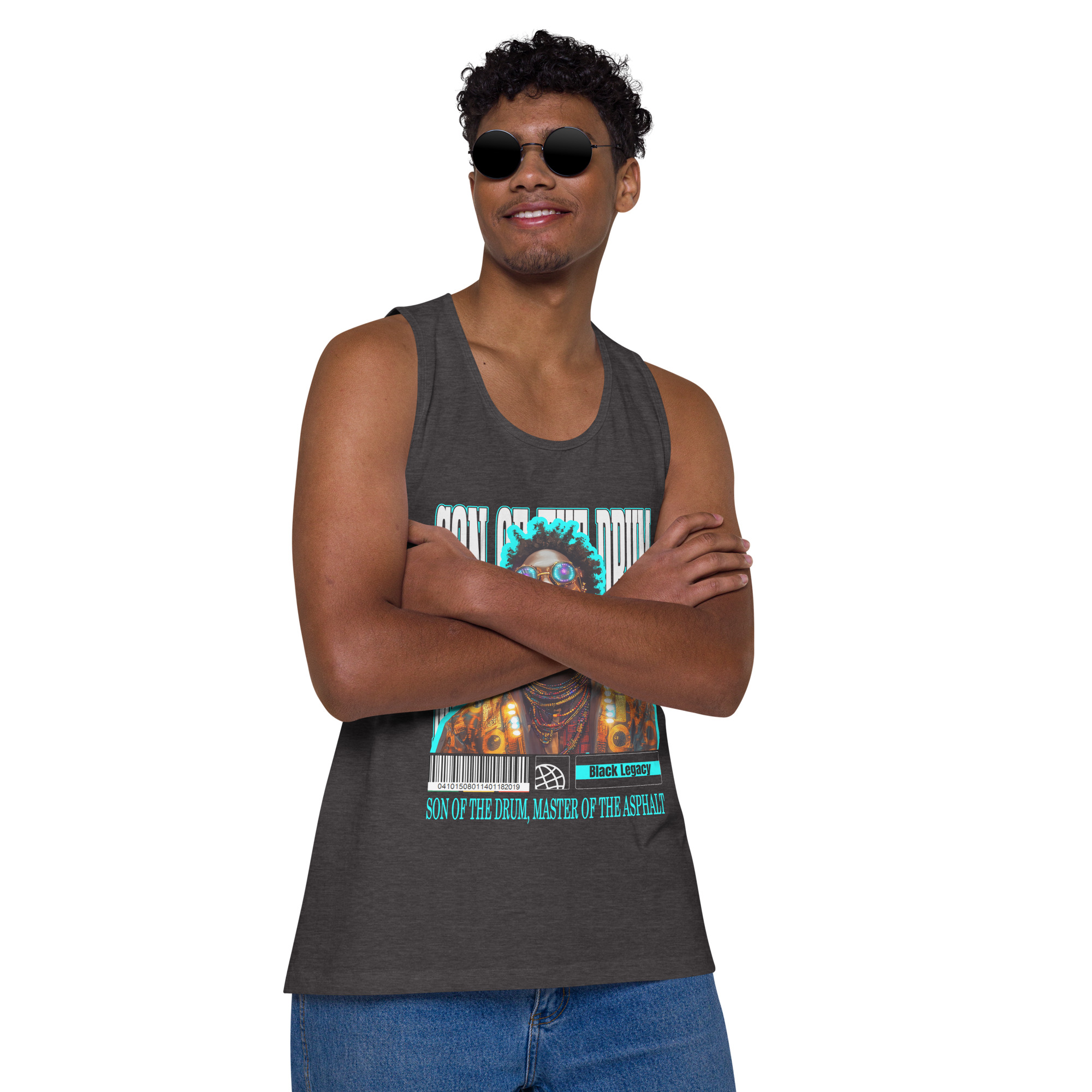 Men’s premium tank top with Son of the Drum, Master of the Asphalt - Image 6