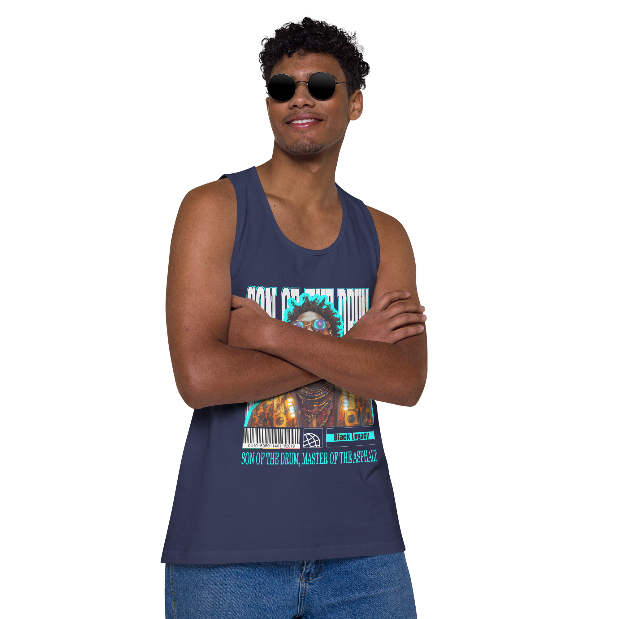 Men’s premium tank top with Son of the Drum, Master of the Asphalt - Image 8