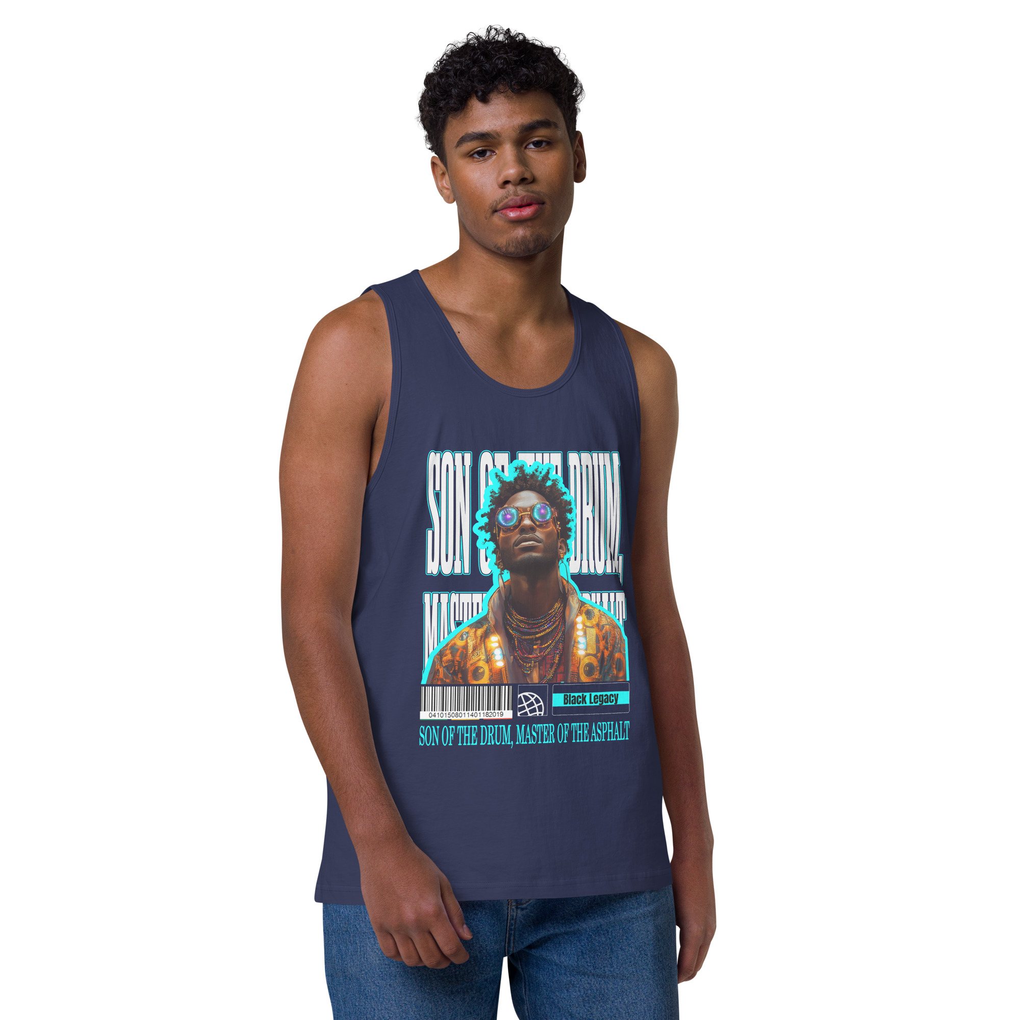 Men’s premium tank top with Son of the Drum, Master of the Asphalt - Image 7
