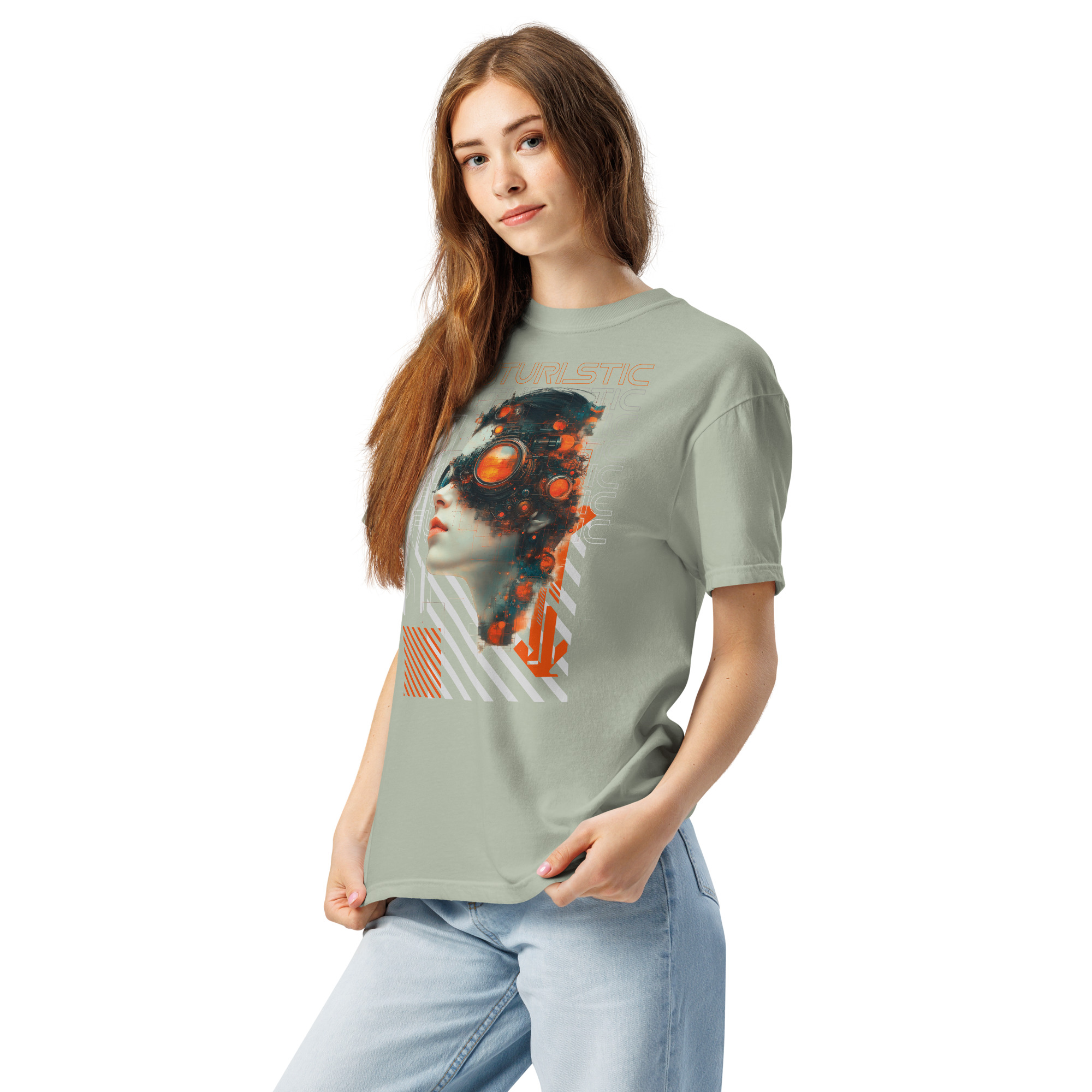 Unisex garment-dyed heavyweight t-shirt (Futuristic Steampunk and Cyberpunk Fusion) - Image 13