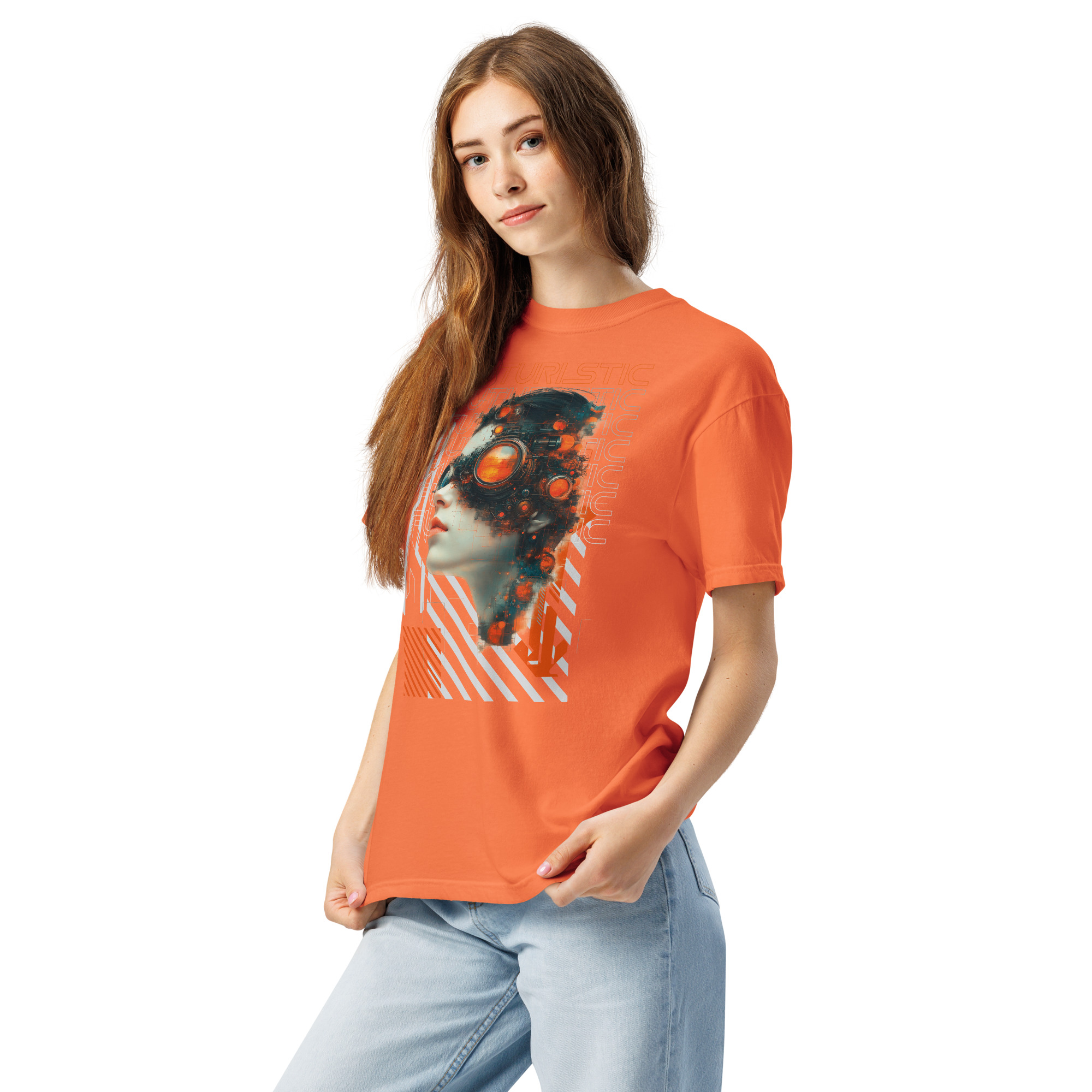 Unisex garment-dyed heavyweight t-shirt (Futuristic Steampunk and Cyberpunk Fusion) - Image 9