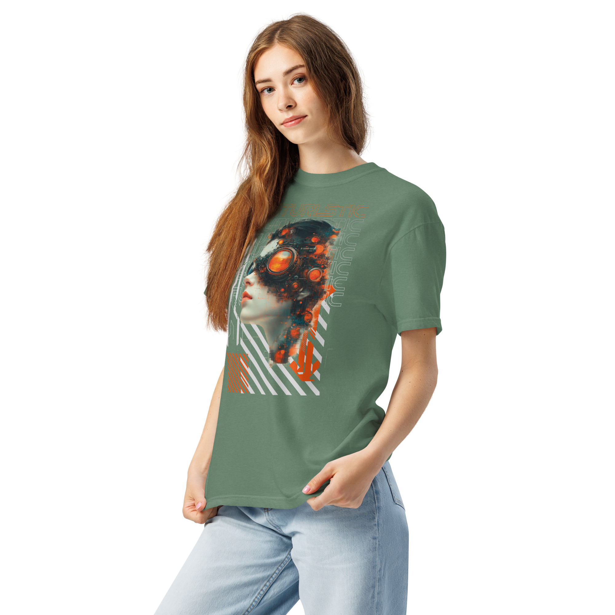 Unisex garment-dyed heavyweight t-shirt (Futuristic Steampunk and Cyberpunk Fusion) - Image 6