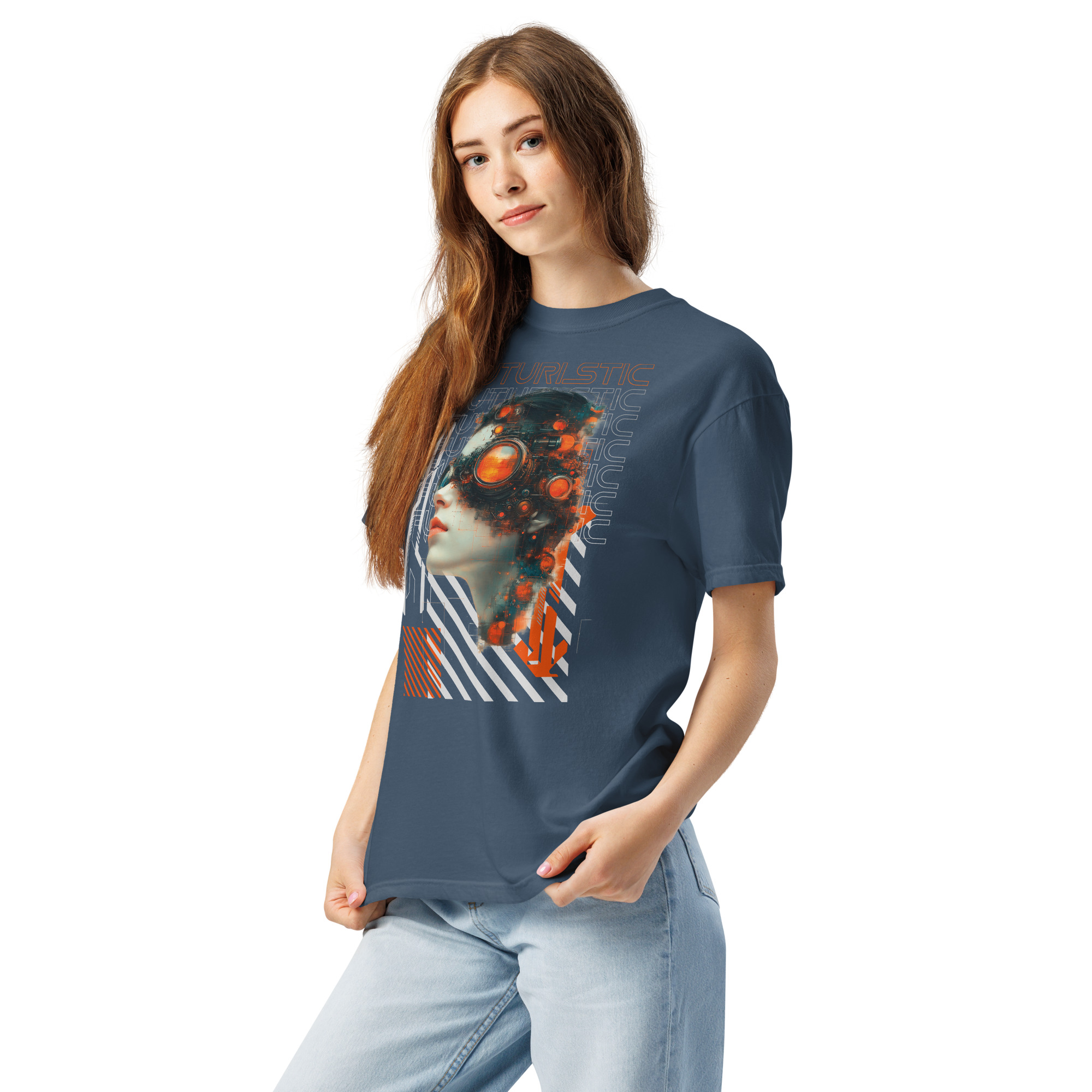 Unisex garment-dyed heavyweight t-shirt (Futuristic Steampunk and Cyberpunk Fusion) - Image 4