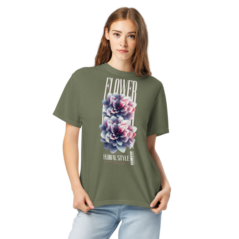 Unisex garment-dyed heavyweight t-shirt with Floral Streetwear - Urban Elegance