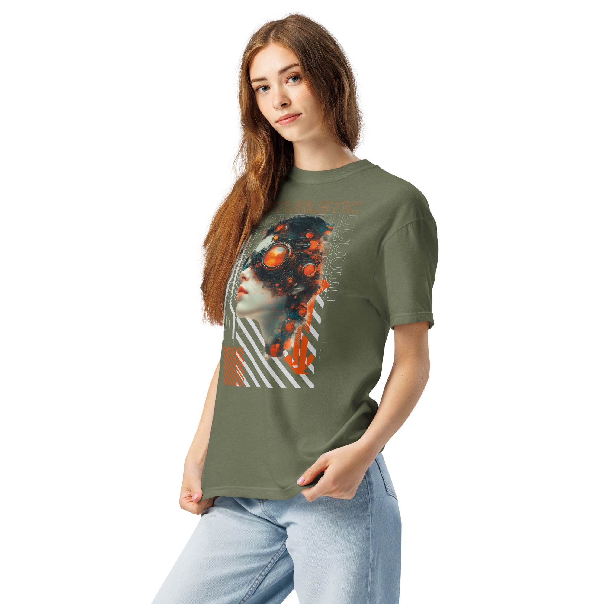 Unisex garment-dyed heavyweight t-shirt (Futuristic Steampunk and Cyberpunk Fusion) - Image 5