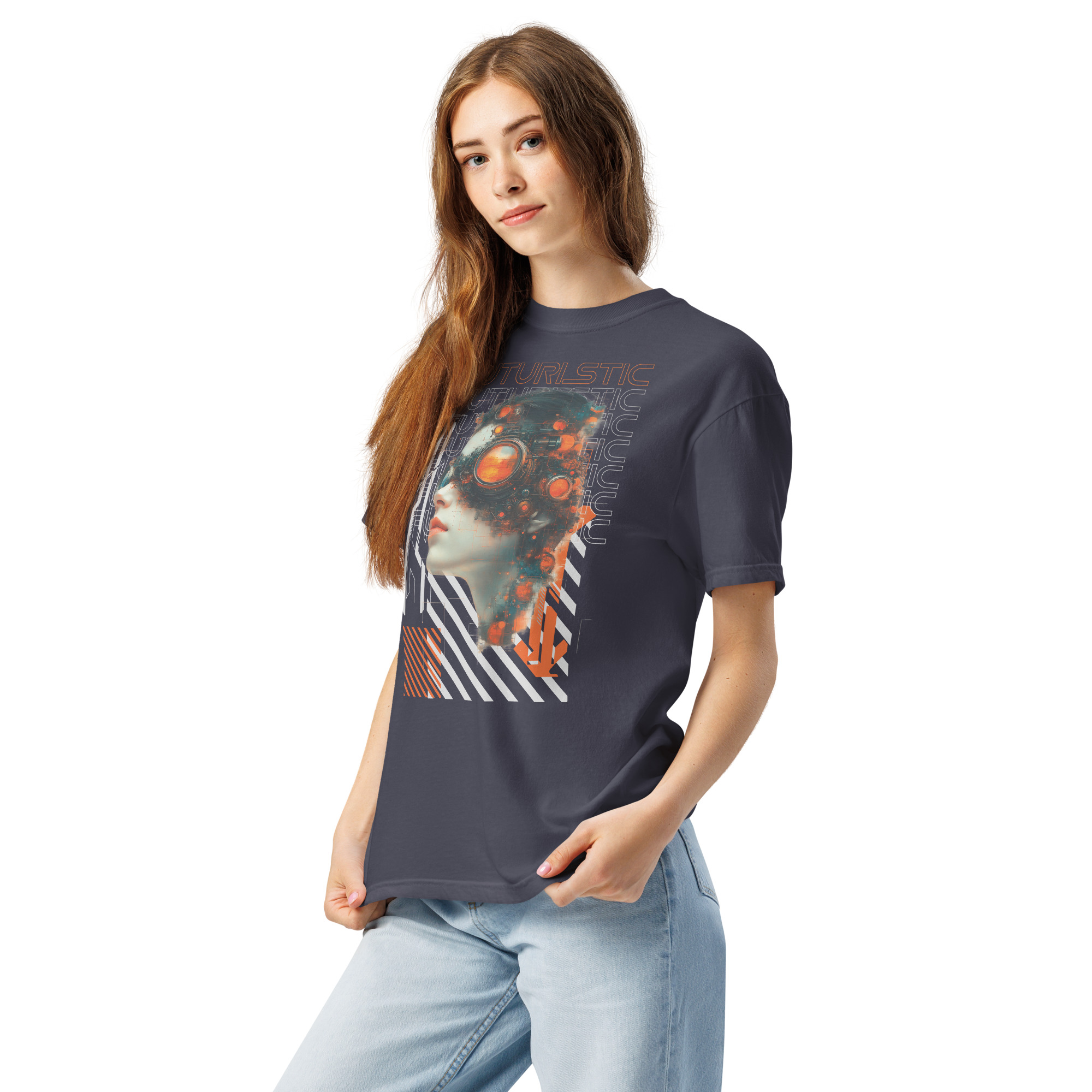 Unisex garment-dyed heavyweight t-shirt (Futuristic Steampunk and Cyberpunk Fusion) - Image 3