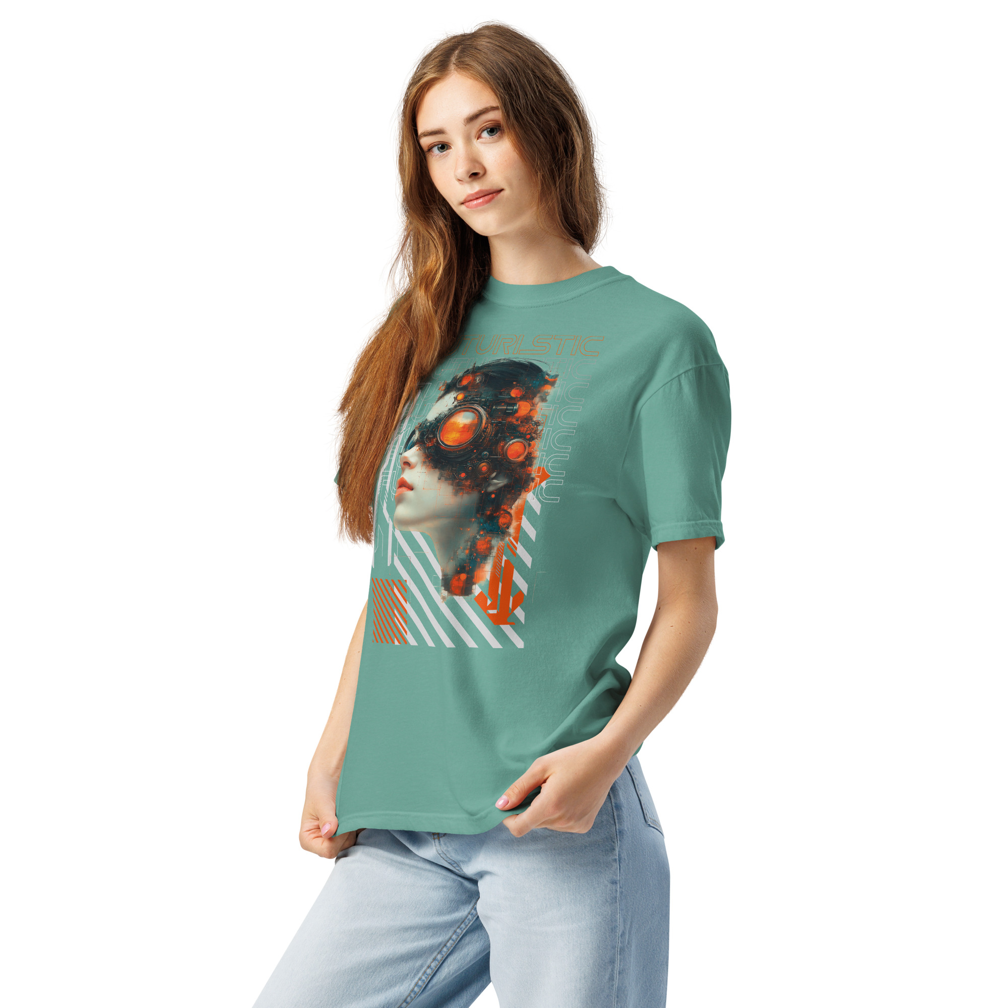 Unisex garment-dyed heavyweight t-shirt (Futuristic Steampunk and Cyberpunk Fusion) - Image 12