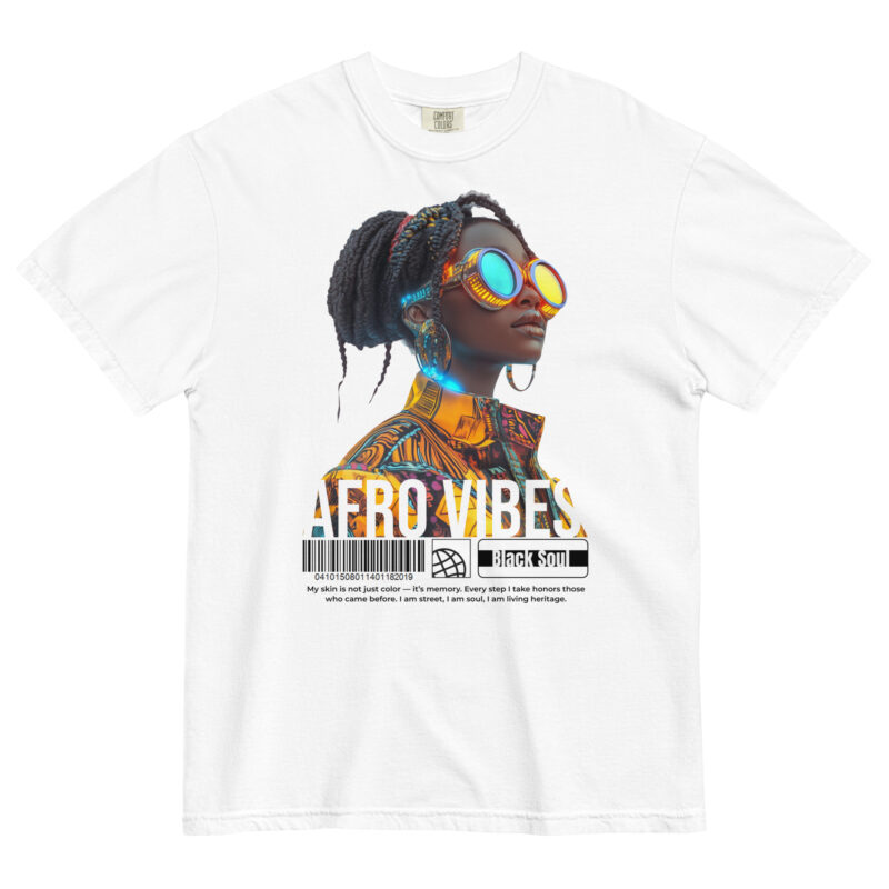 Unisex garment-dyed heavyweight t-shirt (Afro Vibes – Black Soul)
