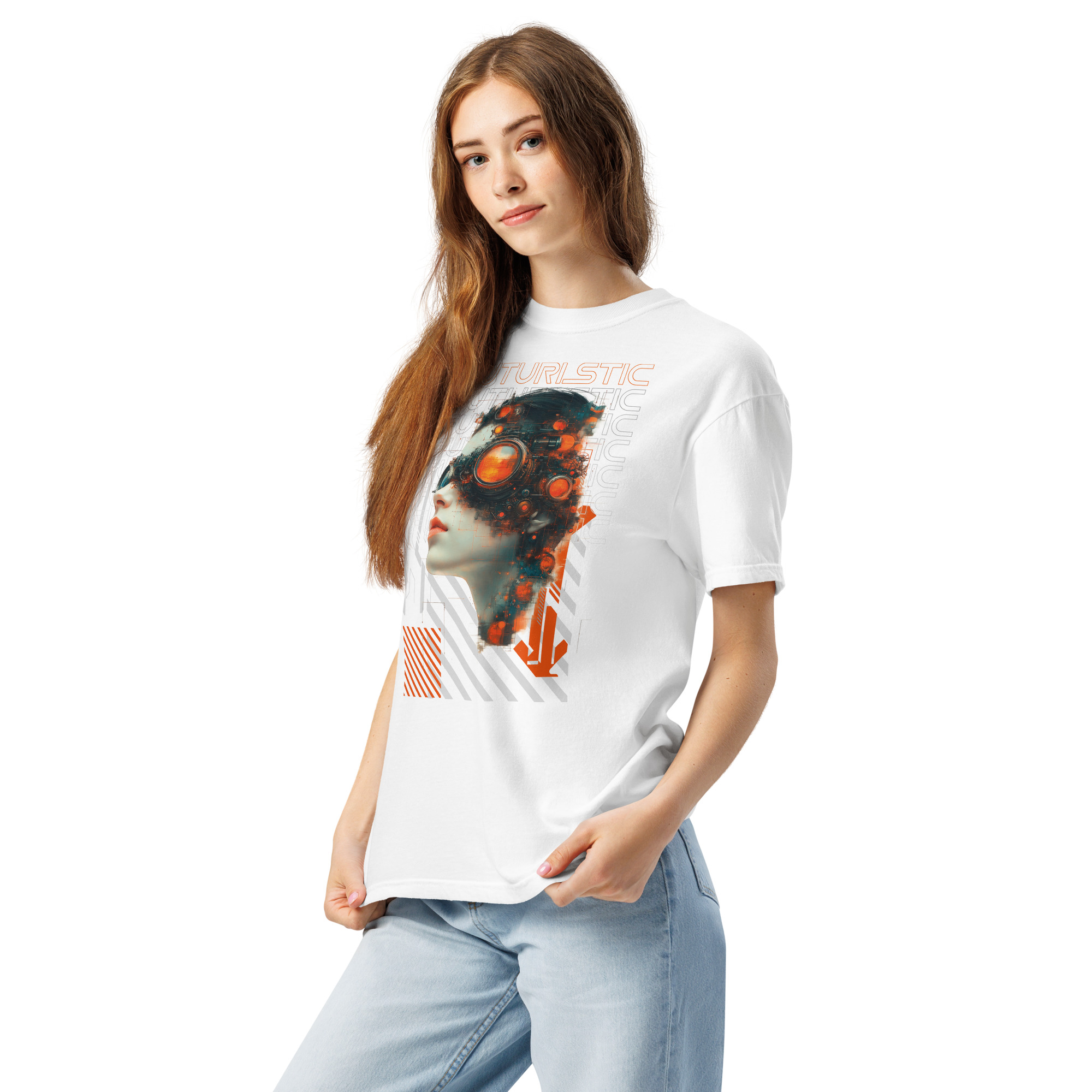 Unisex garment-dyed heavyweight t-shirt (Futuristic Steampunk and Cyberpunk Fusion) - Image 14