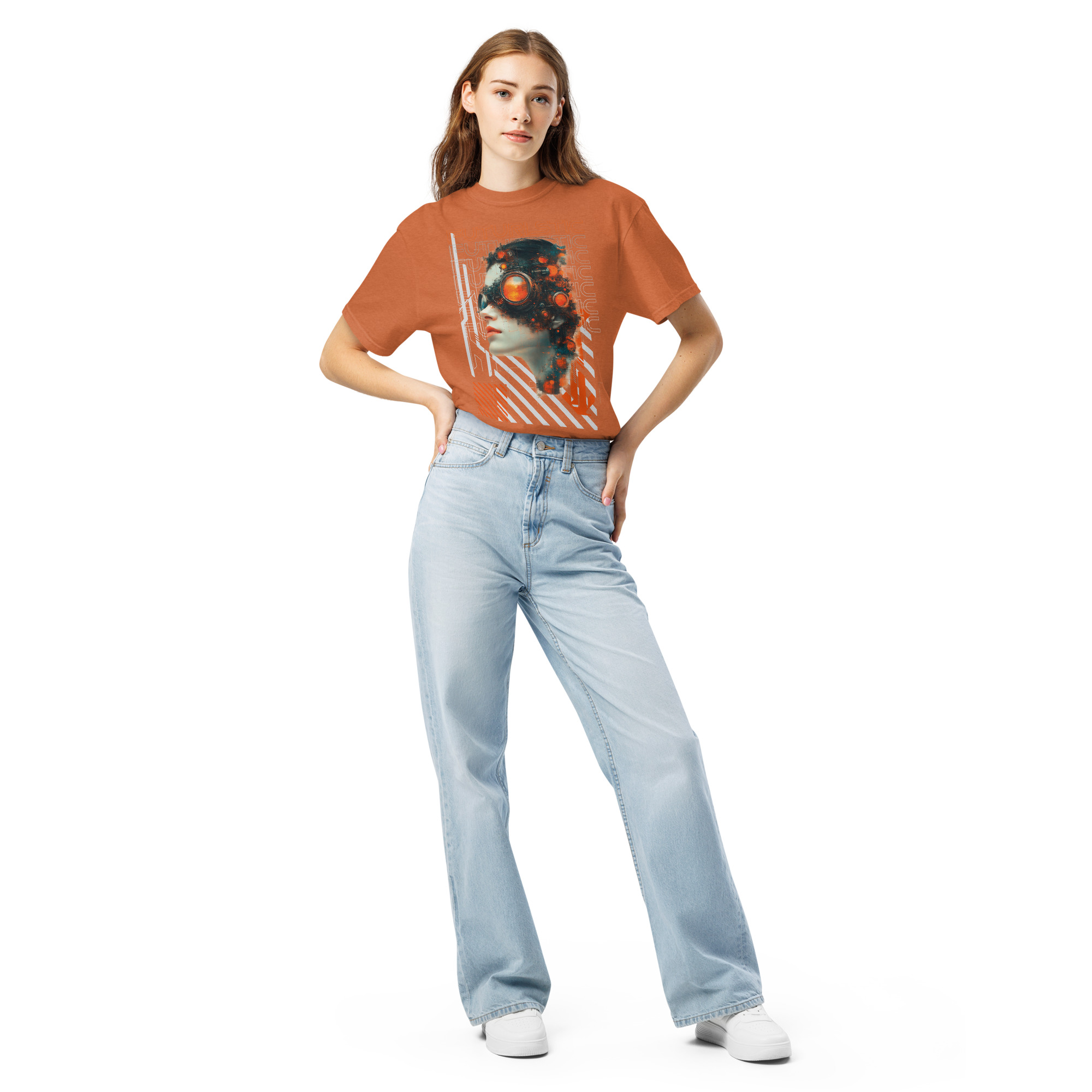 Unisex garment-dyed heavyweight t-shirt (Futuristic Steampunk and Cyberpunk Fusion) - Image 7