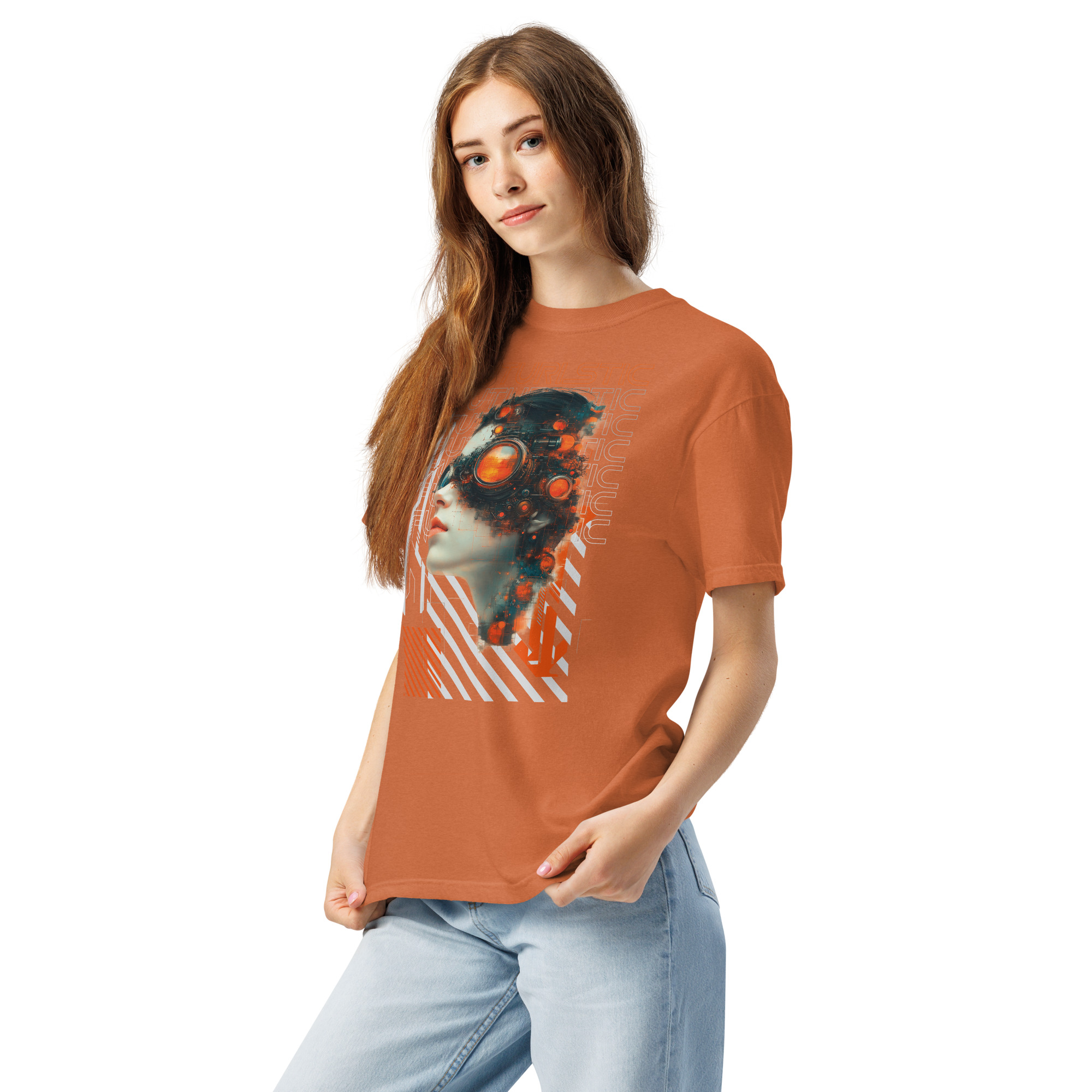 Unisex garment-dyed heavyweight t-shirt (Futuristic Steampunk and Cyberpunk Fusion) - Image 8