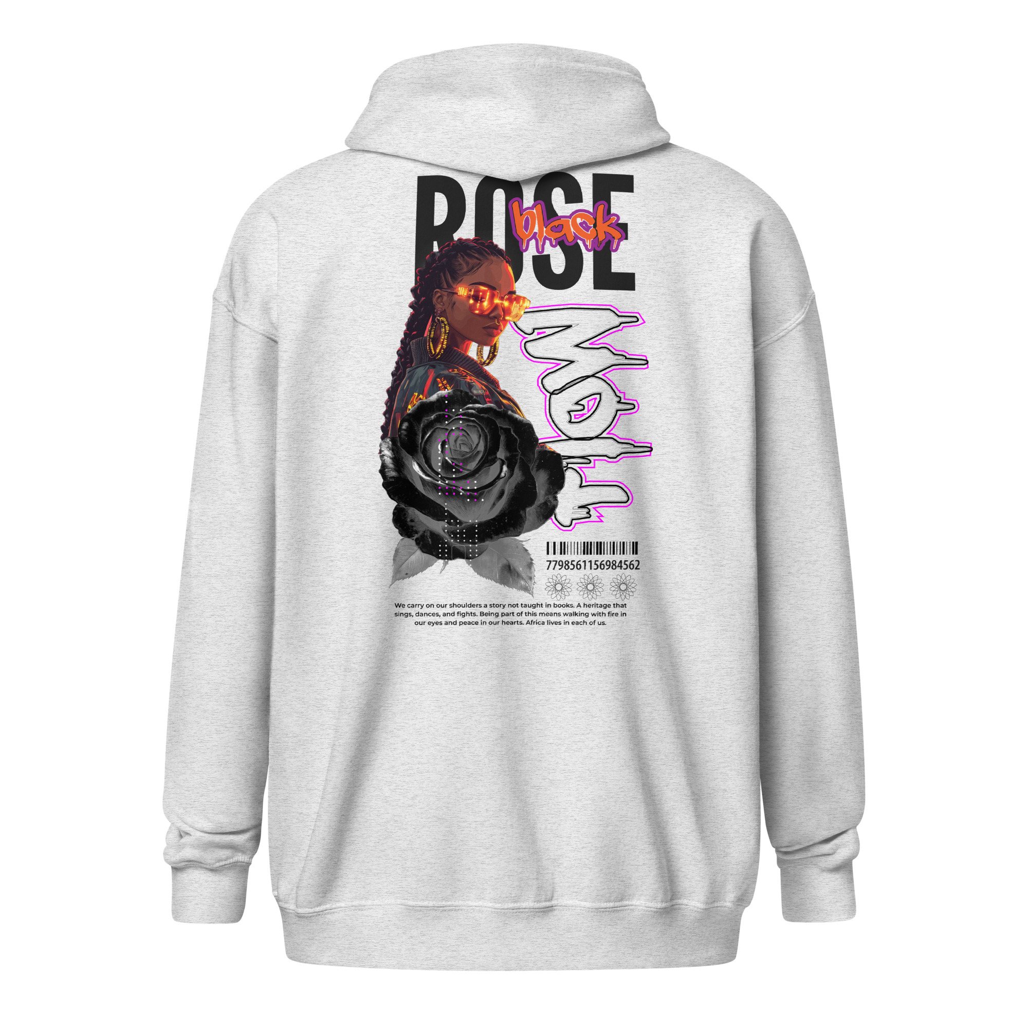 Unisex heavy blend zip hoodie with Black Rose - Spirit in Motion art - Image 18