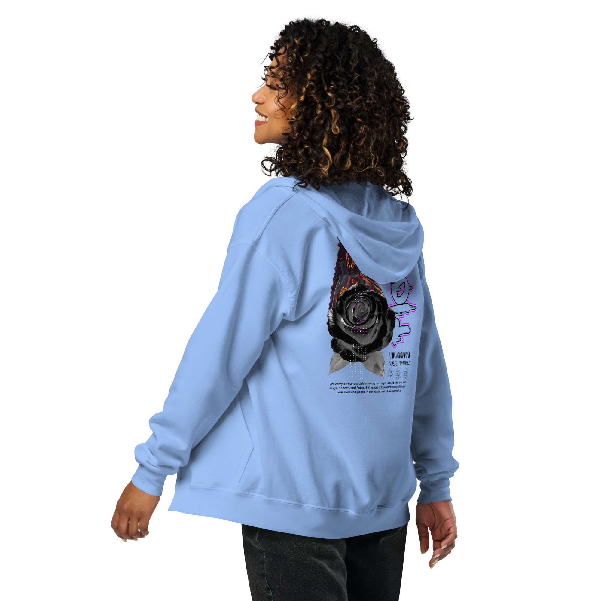 Unisex heavy blend zip hoodie with Black Rose - Spirit in Motion art - Image 8