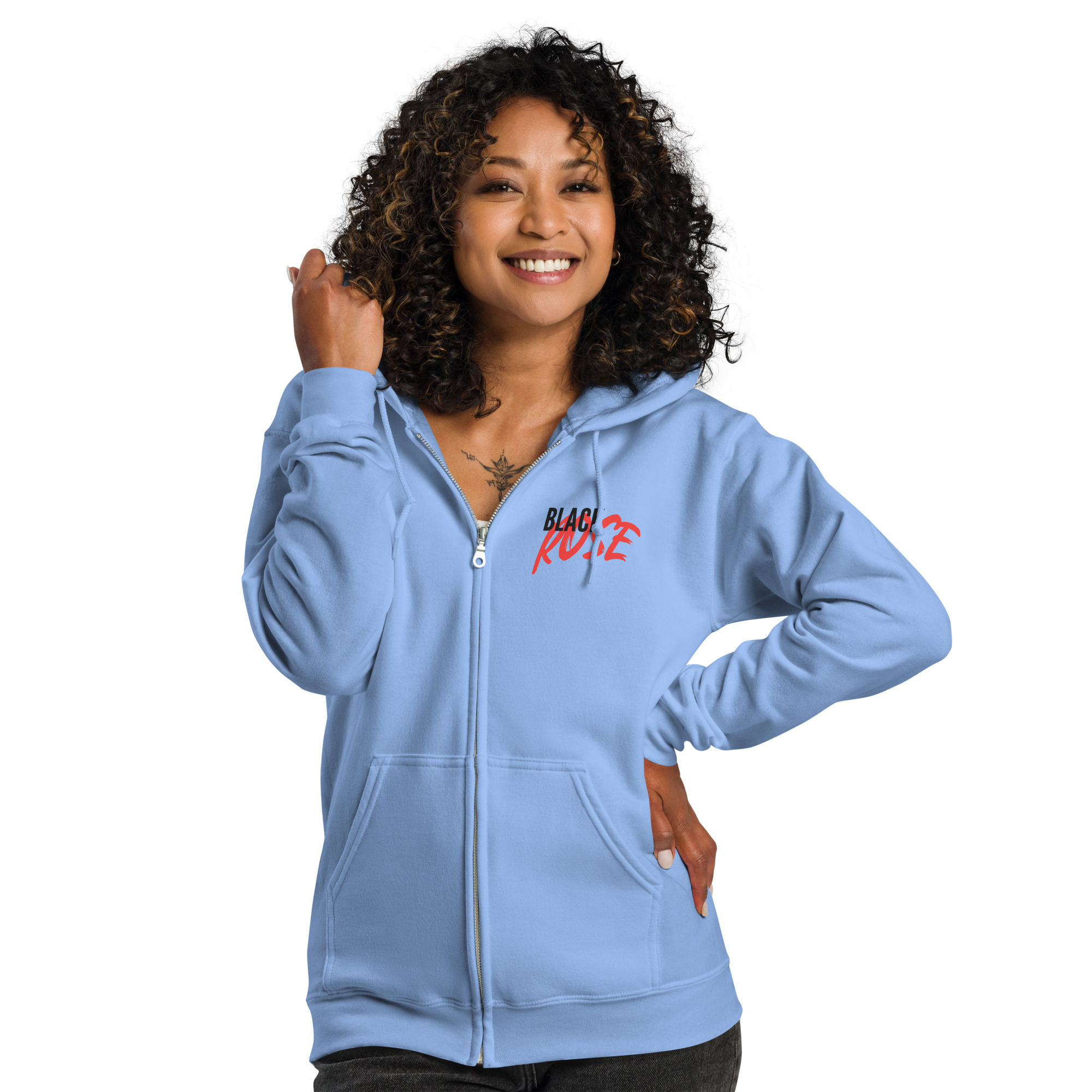 Unisex heavy blend zip hoodie with Black Rose - Spirit in Motion art - Image 7