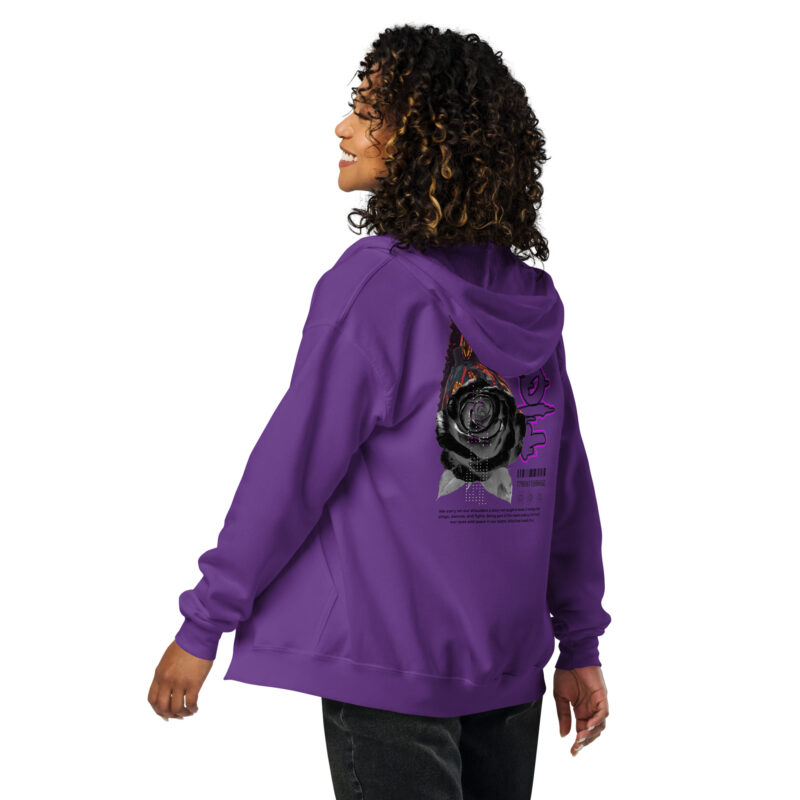 Unisex heavy blend zip hoodie with Black Rose - Spirit in Motion art