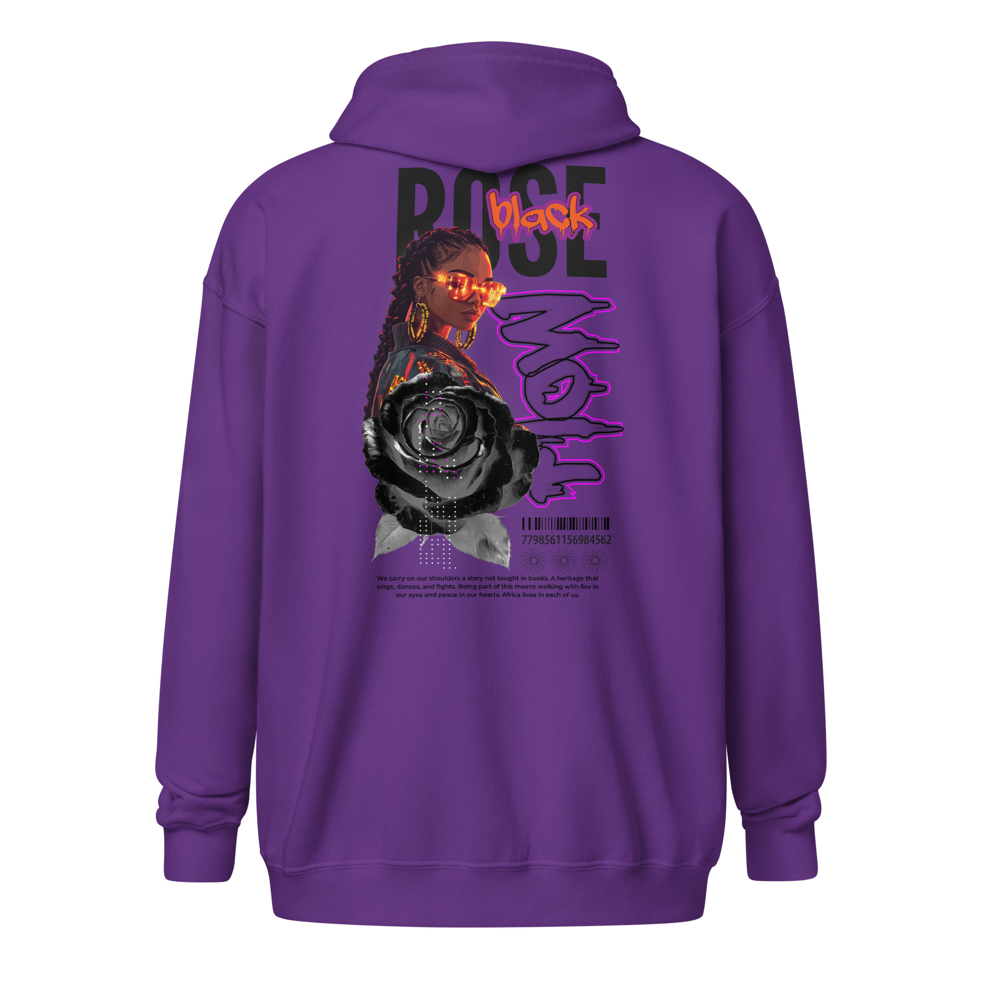 Unisex heavy blend zip hoodie with Black Rose - Spirit in Motion art - Image 13