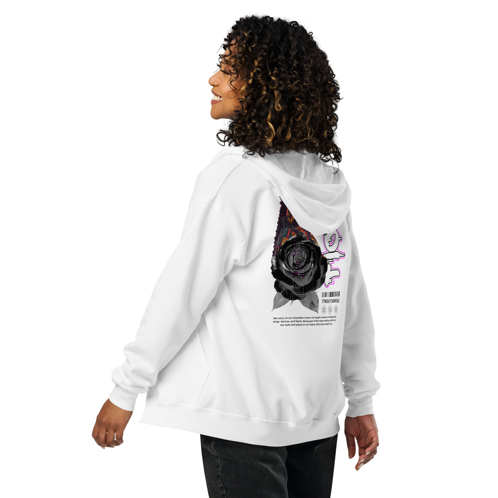 Unisex heavy blend zip hoodie with Black Rose - Spirit in Motion art - Image 12
