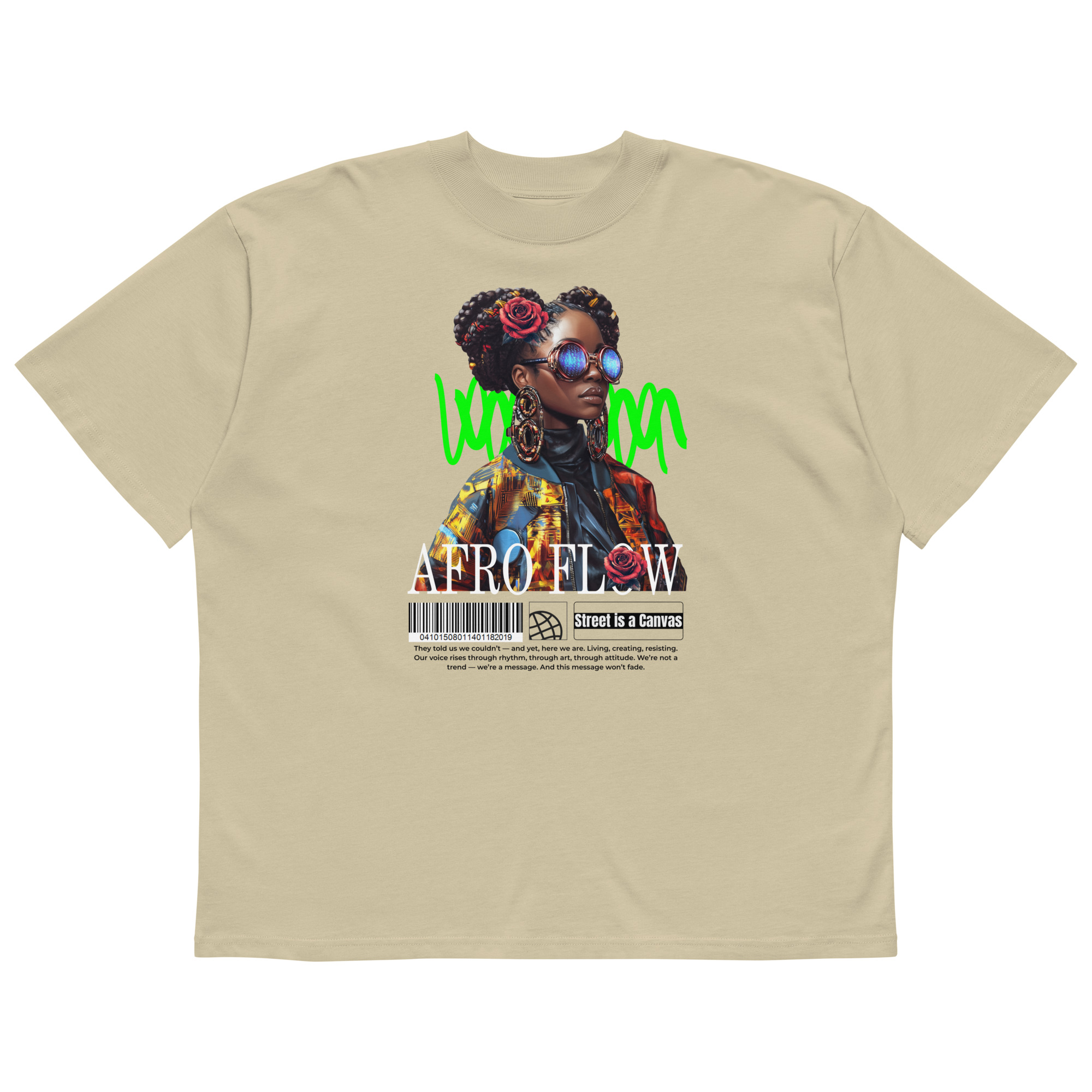 Unisex organic oversized high neck t-shirt (Afro Flow - Visual Voice of Black Culture) - Image 3