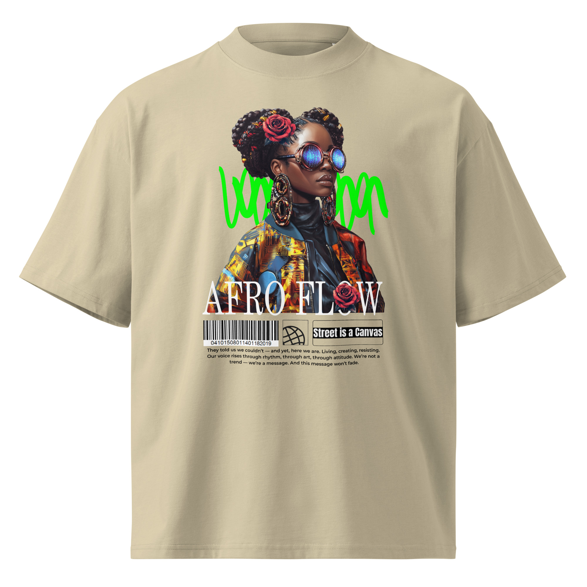 Unisex organic oversized high neck t-shirt (Afro Flow - Visual Voice of Black Culture) - Image 2