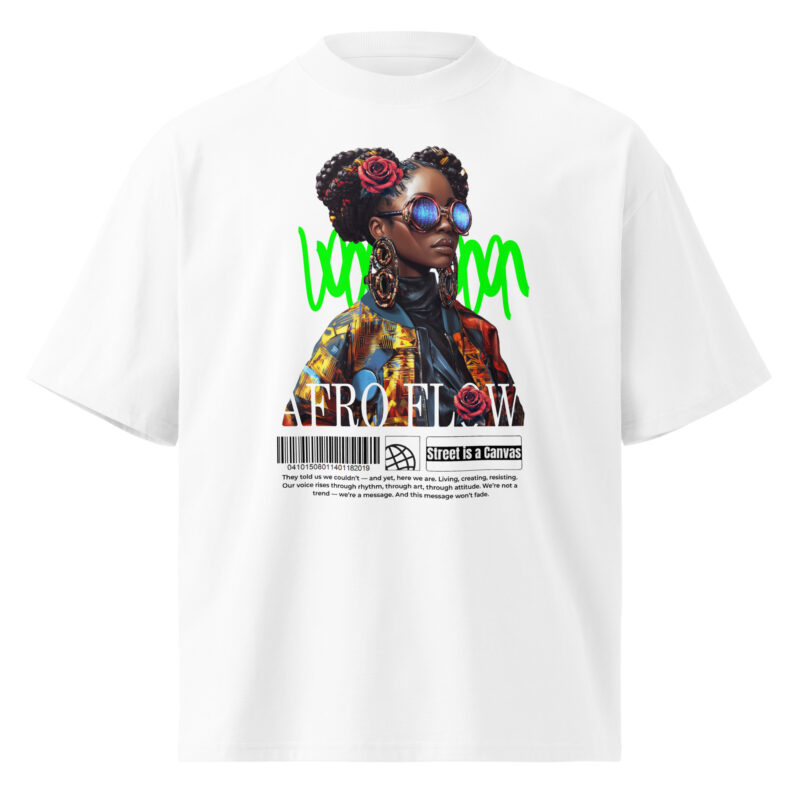 Unisex organic oversized high neck t-shirt (Afro Flow - Visual Voice of Black Culture)
