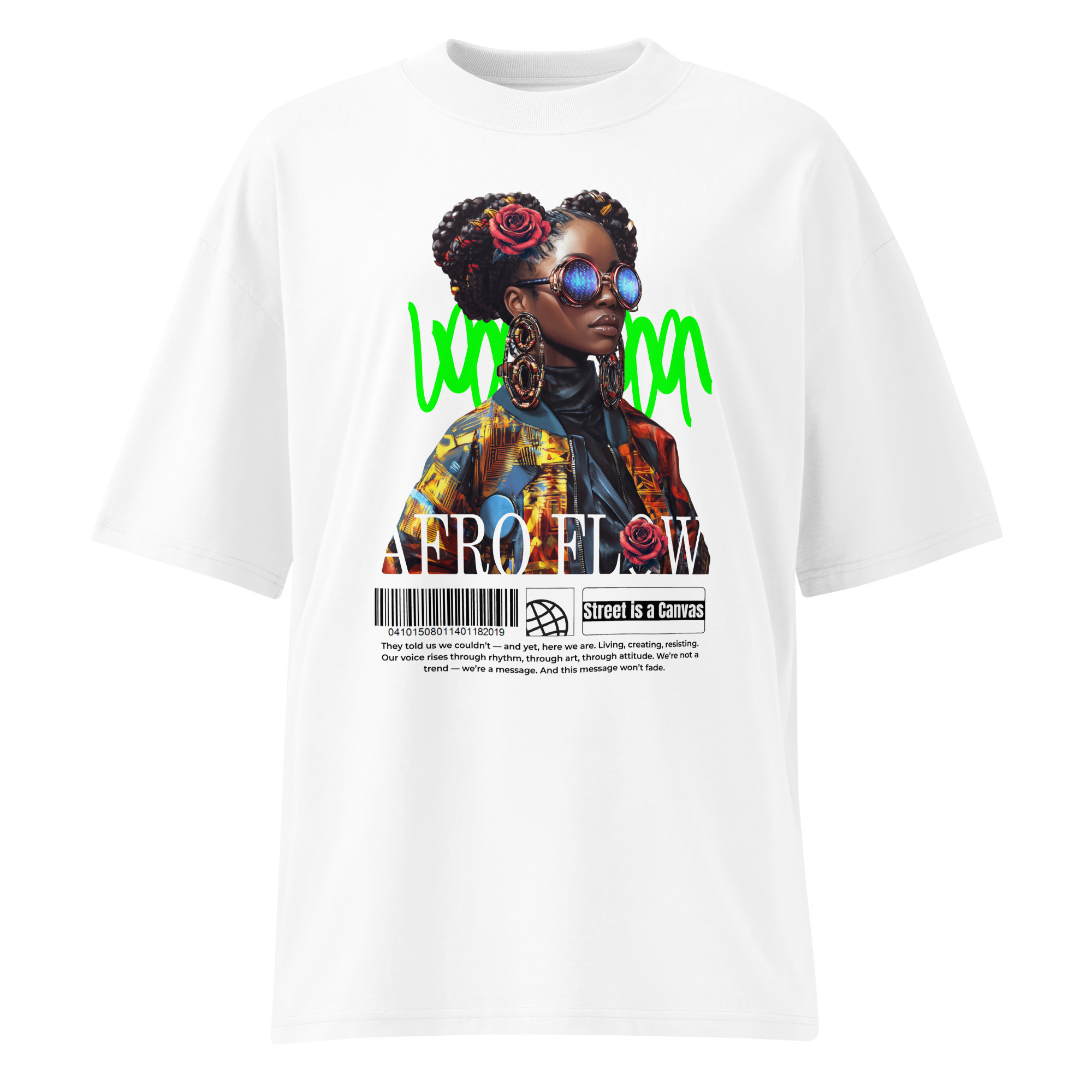 Unisex organic oversized high neck t-shirt (Afro Flow - Visual Voice of Black Culture) - Image 4