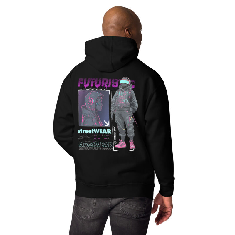 Unisex Hoodie with Futuristic Streetwear Cyberpunk Style - Digital Art