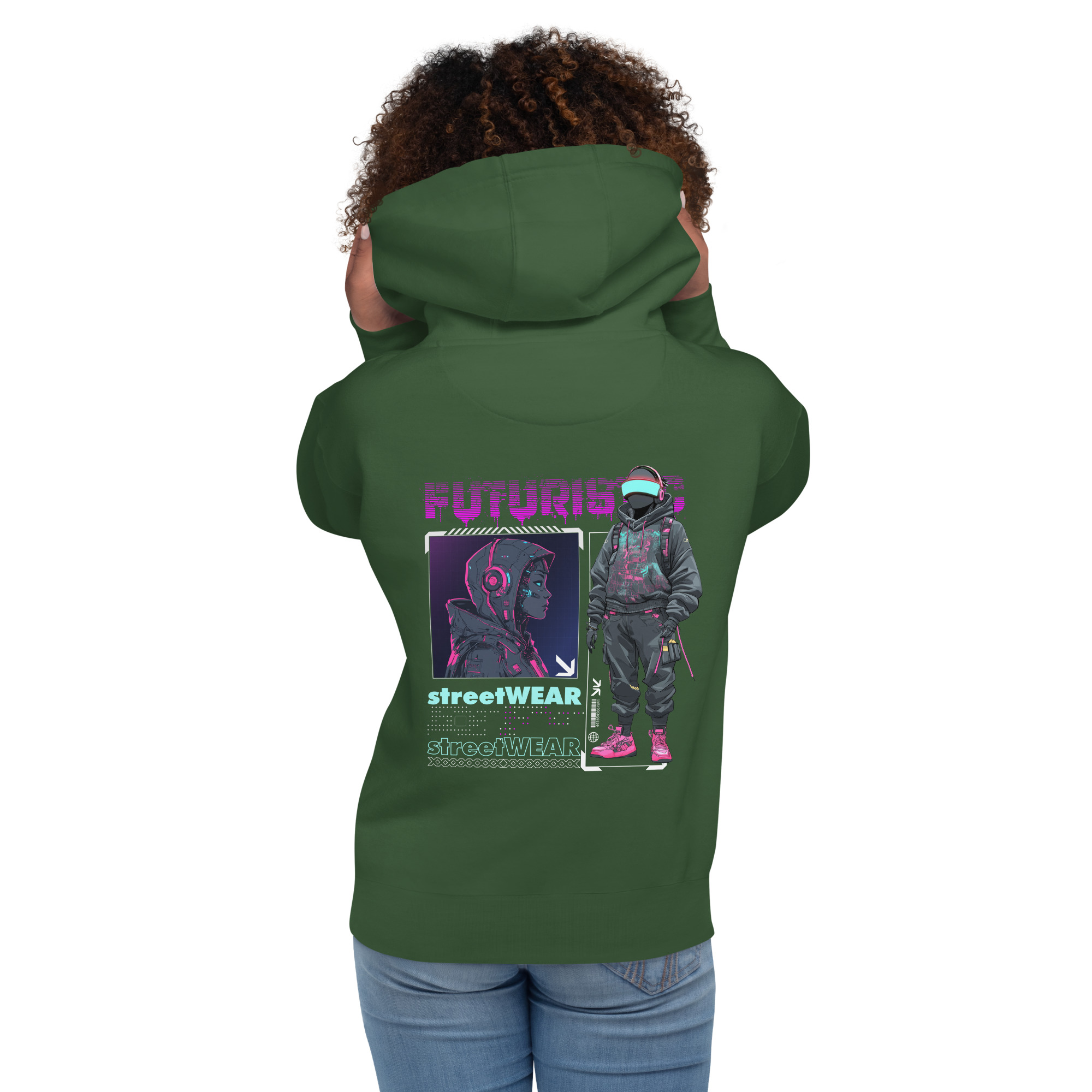Unisex Hoodie whit Futuristic Streetwear Cyberpunk Style - Digital Art - Image 4