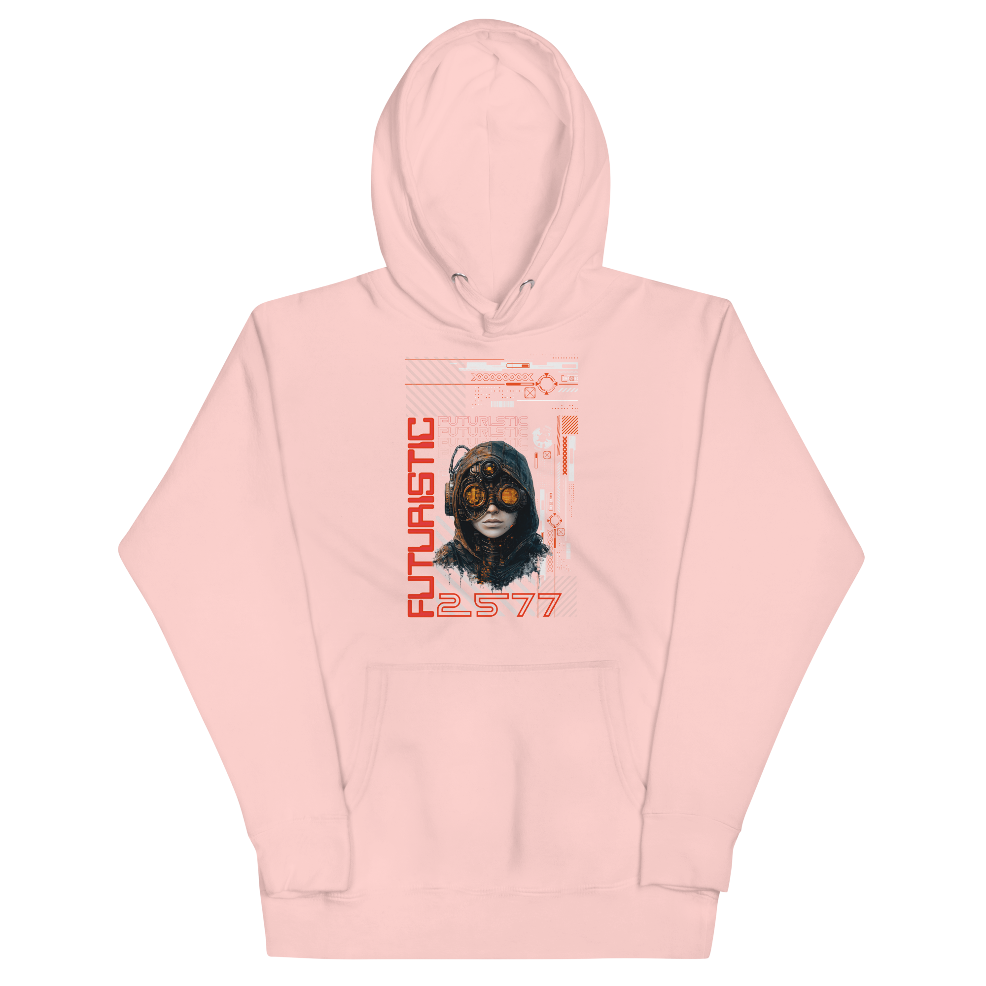 Unisex Hoodie (Futuristic Cyber-Steampunk Fusion Design with Hooded Character) - Image 14