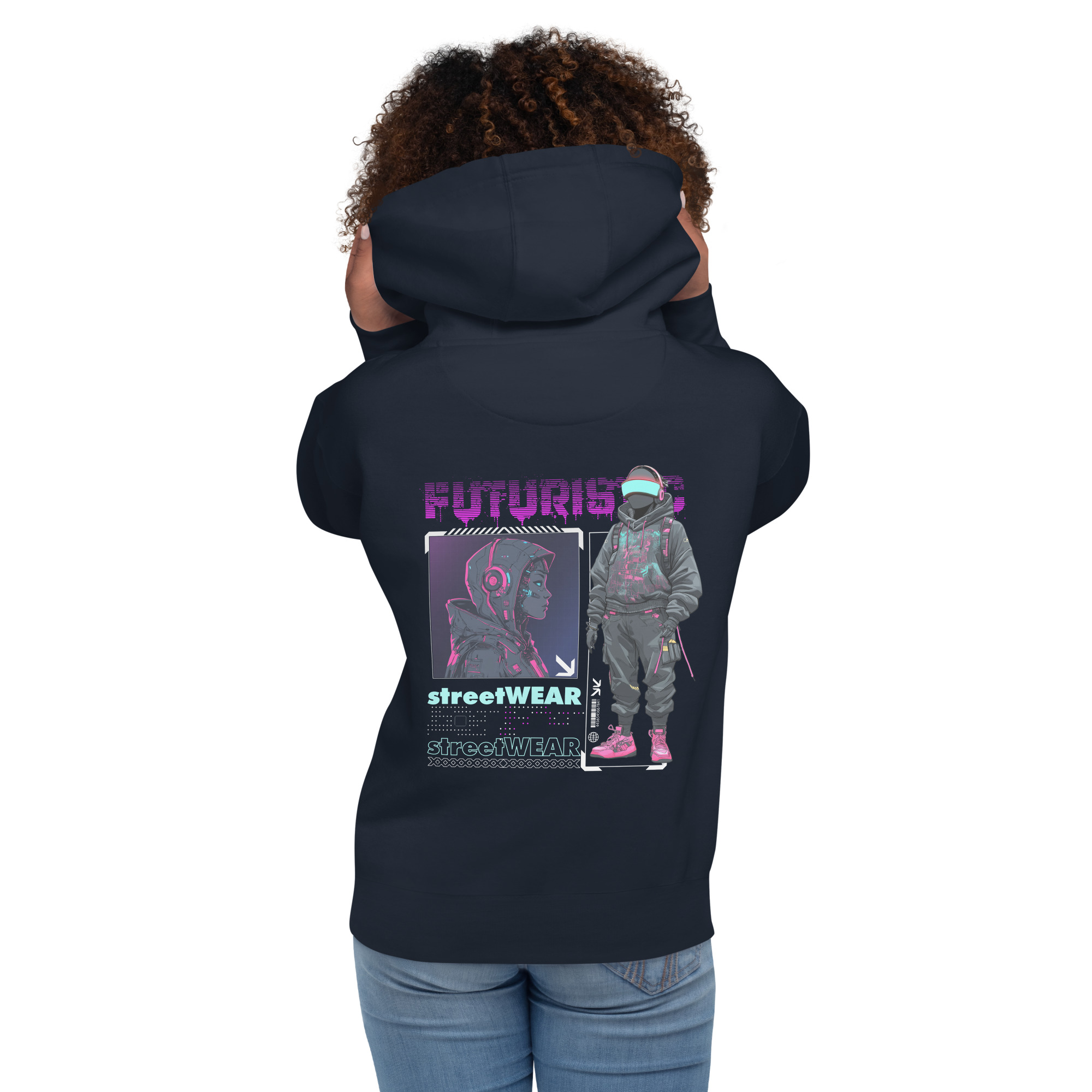 Unisex Hoodie whit Futuristic Streetwear Cyberpunk Style - Digital Art - Image 2