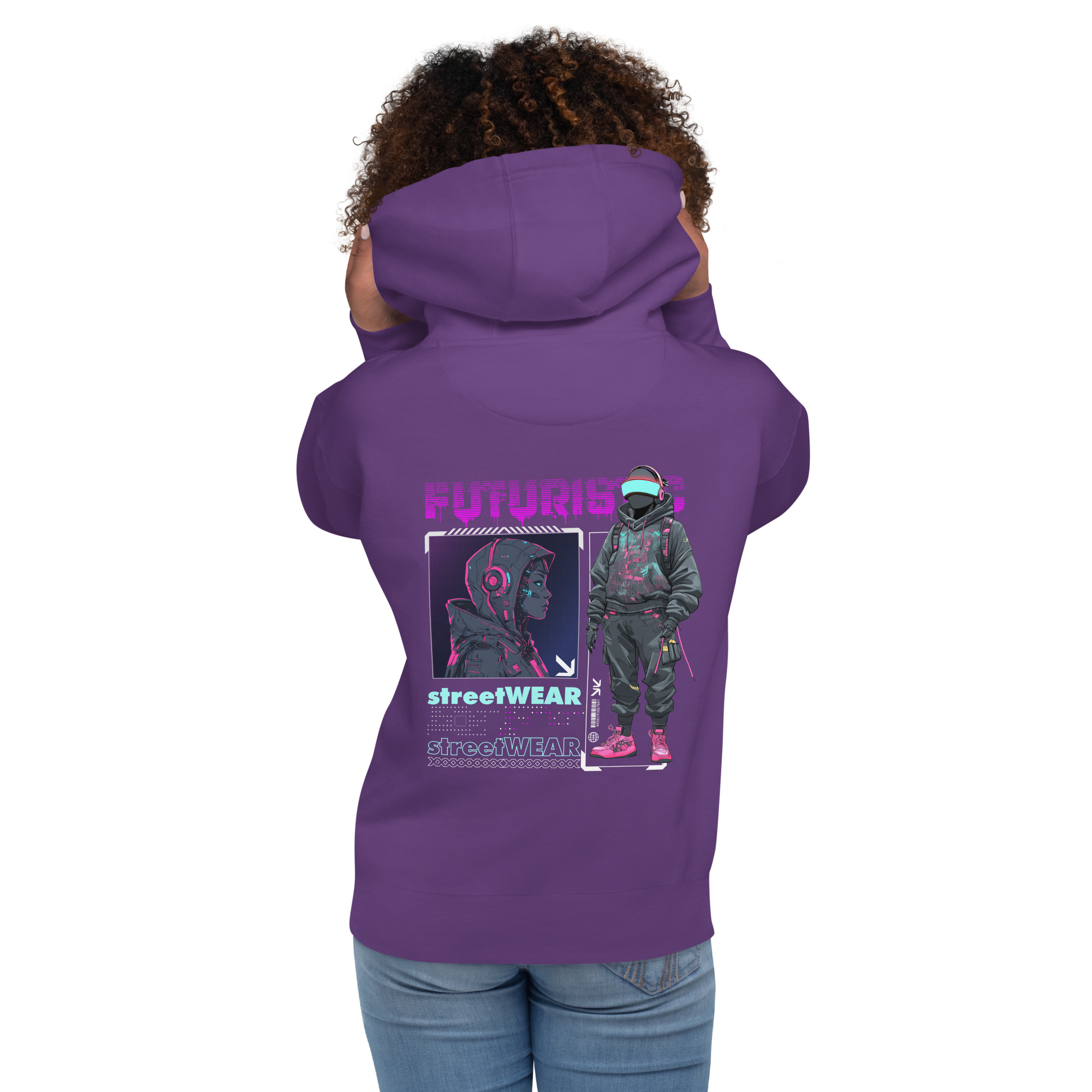 Unisex Hoodie whit Futuristic Streetwear Cyberpunk Style - Digital Art - Image 3