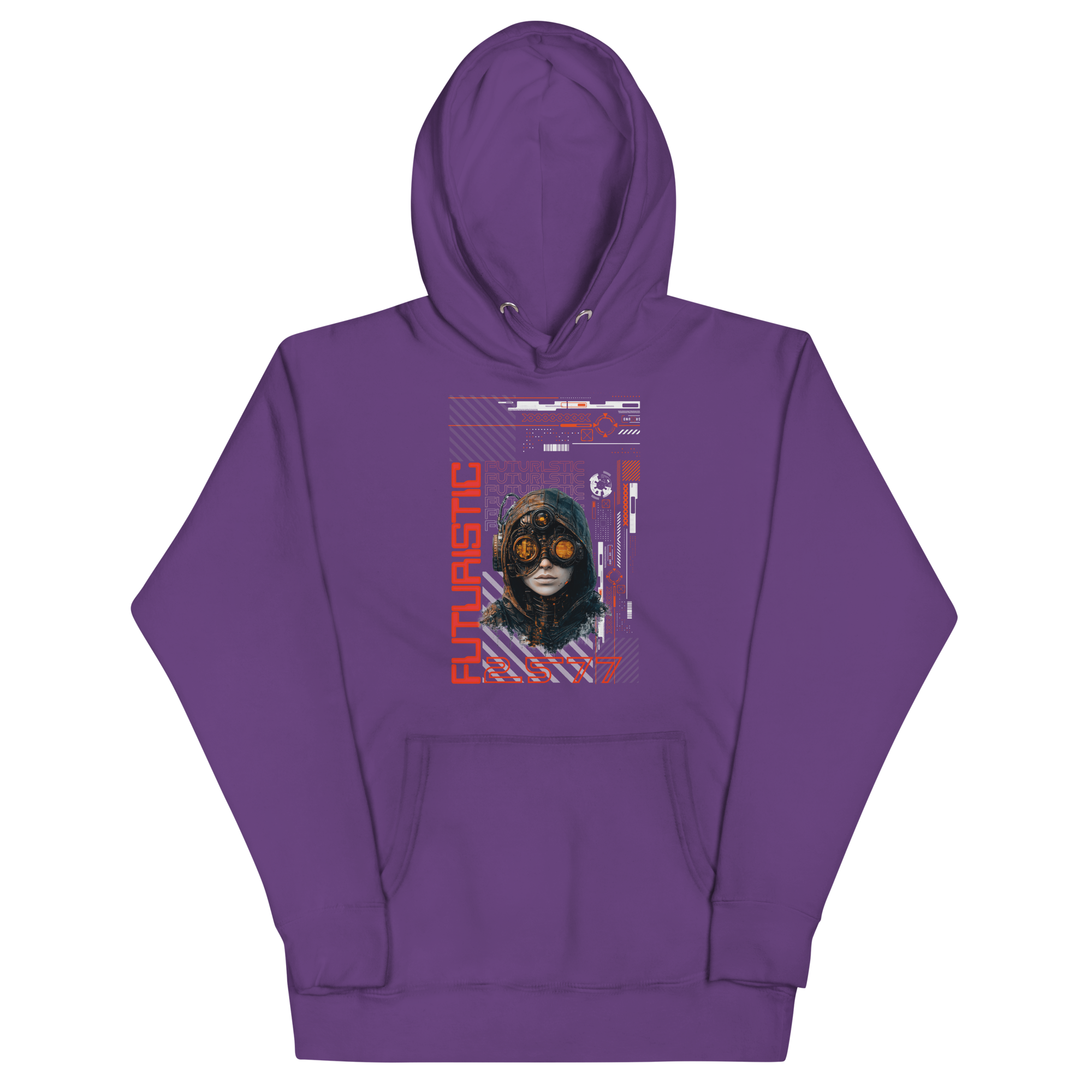 Unisex Hoodie (Futuristic Cyber-Steampunk Fusion Design with Hooded Character) - Image 12
