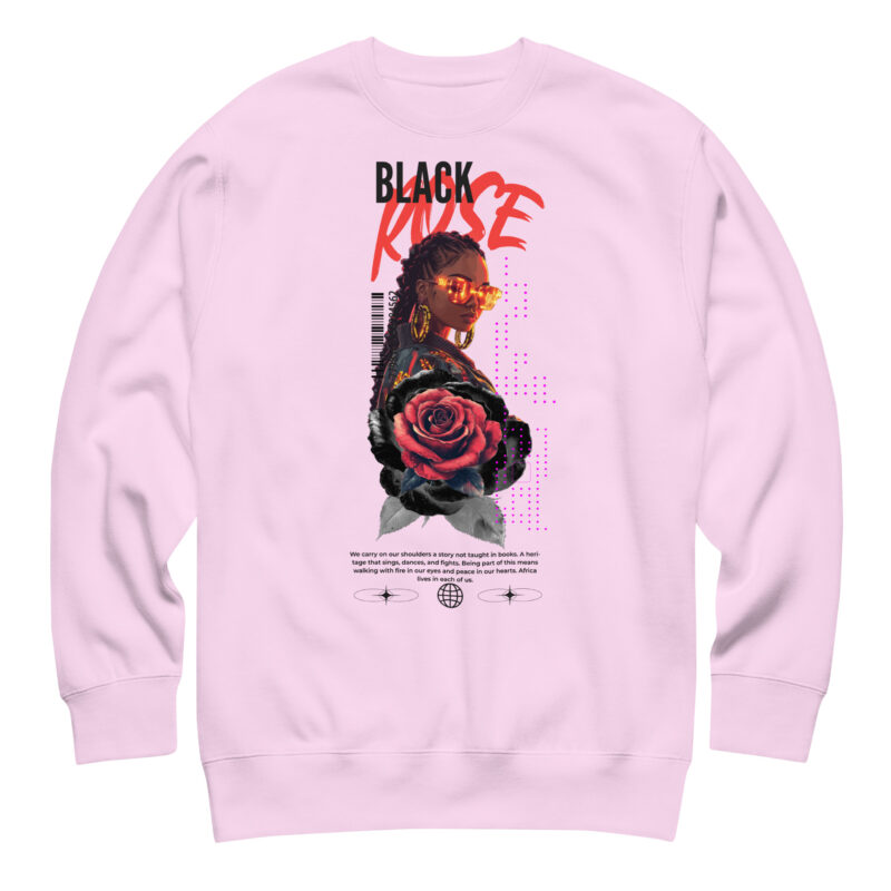 Unisex Premium Sweatshirt  with Black Rose - Streetwear Art