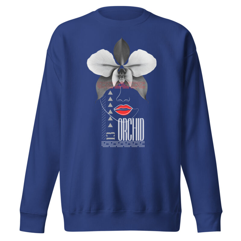 Unisex Premium Sweatshirt with Orchid - Floral Elegance art for Mom