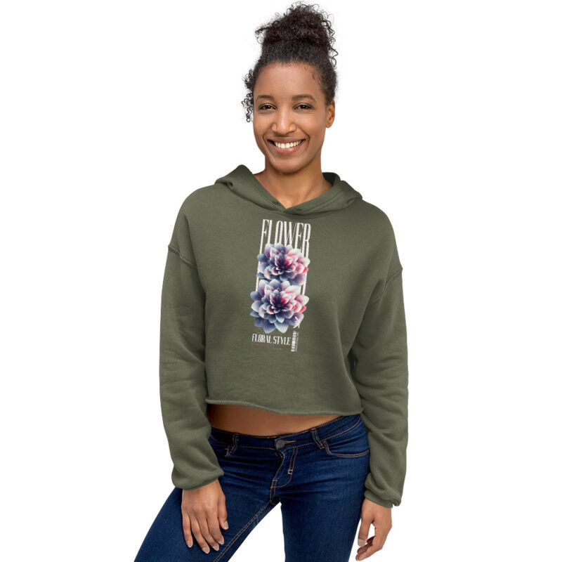 Crop Hoodie whith Floral Streetwear - Urban Elegance art