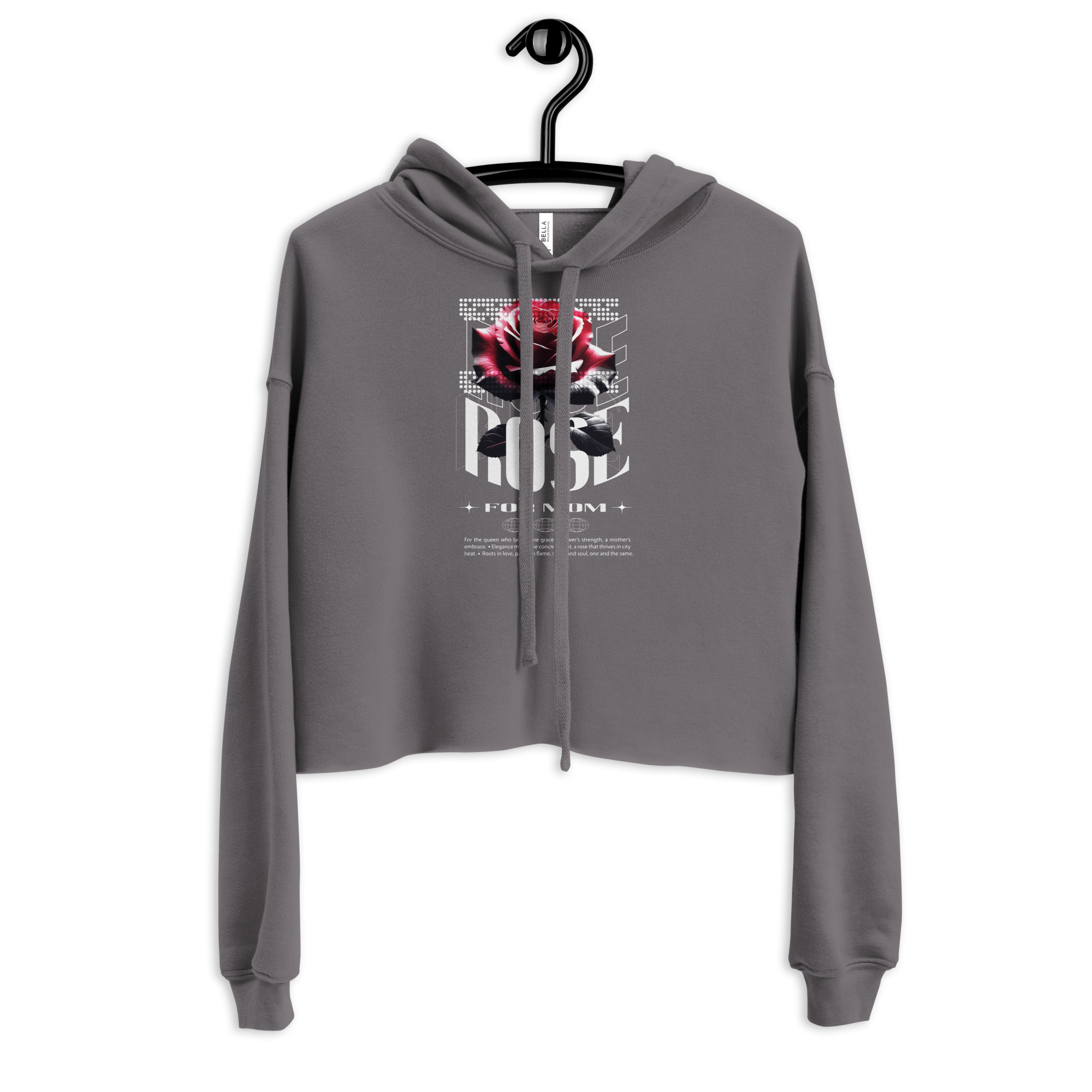 Crop Hoodie with Urban Rose - Elegance & Strength art - Image 3