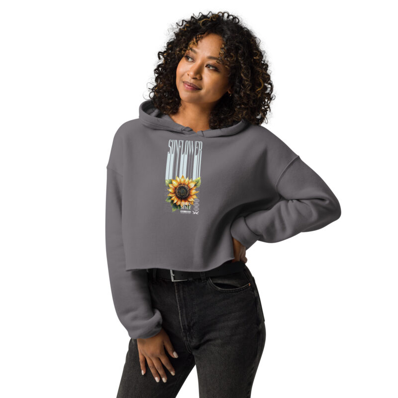 Crop Hoodie with Sunflower Streetwear - Urban Bloom art