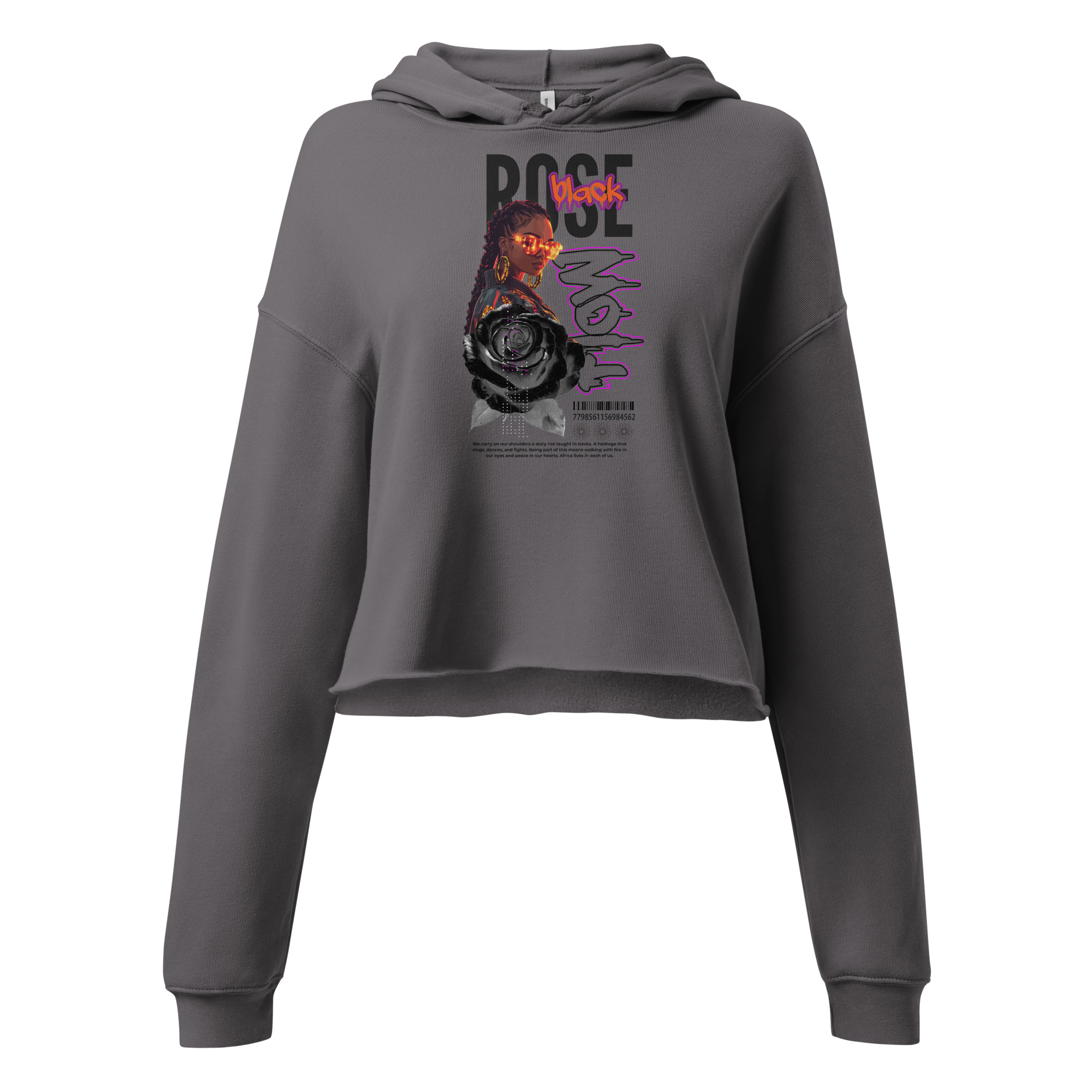 Crop Hoodie with Black Rose - Spirit in Motion - Image 2