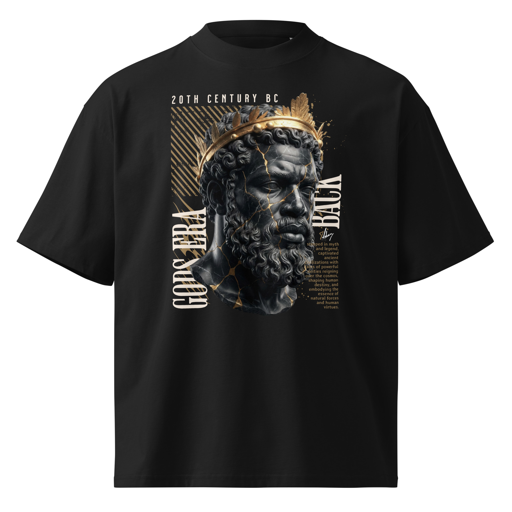 Black King Legacy – Crowned in Strength Urban Streetwear Design - Unisex organic oversized high neck t-shirt - Image 2