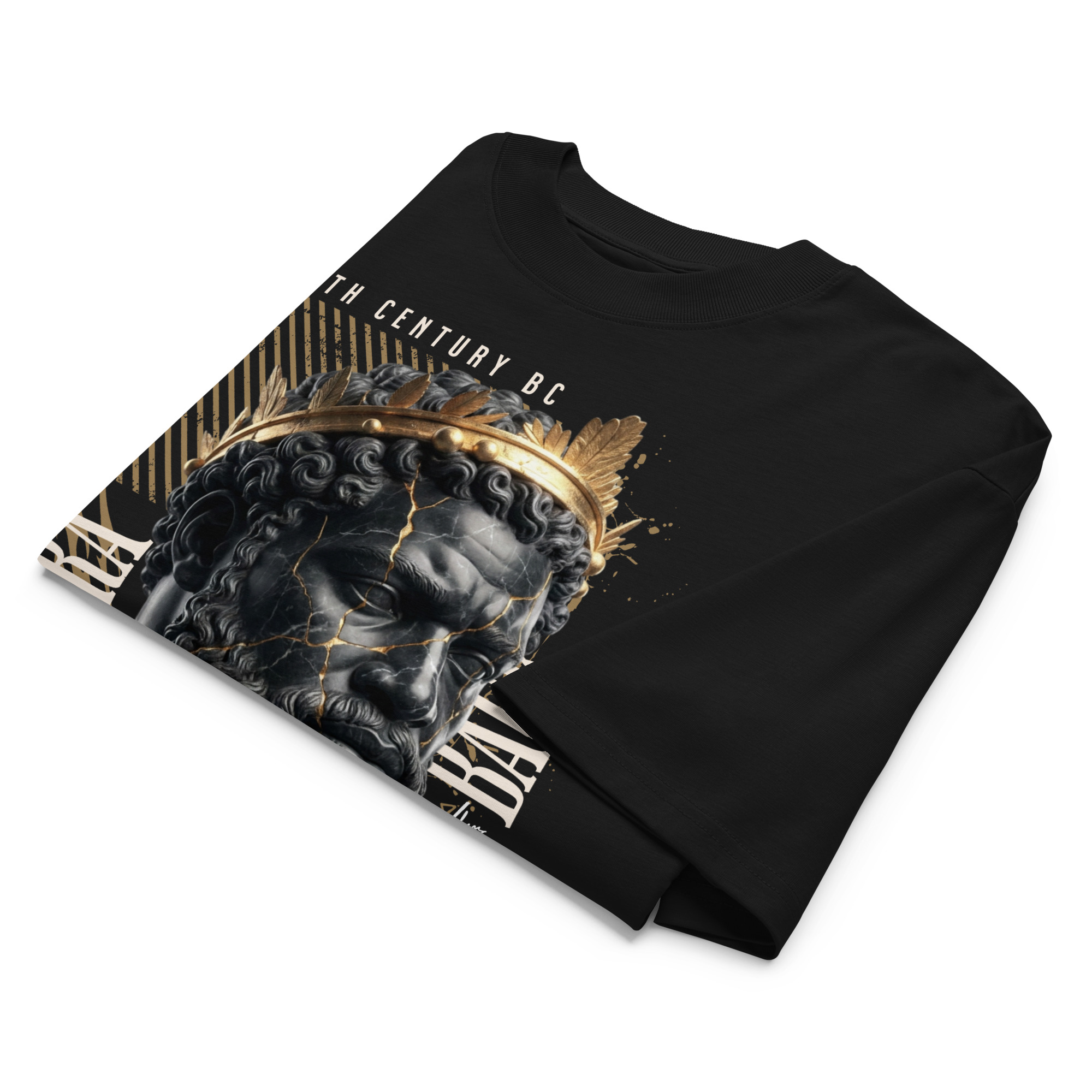 Black King Legacy – Crowned in Strength Urban Streetwear Design - Unisex organic oversized high neck t-shirt - Image 3