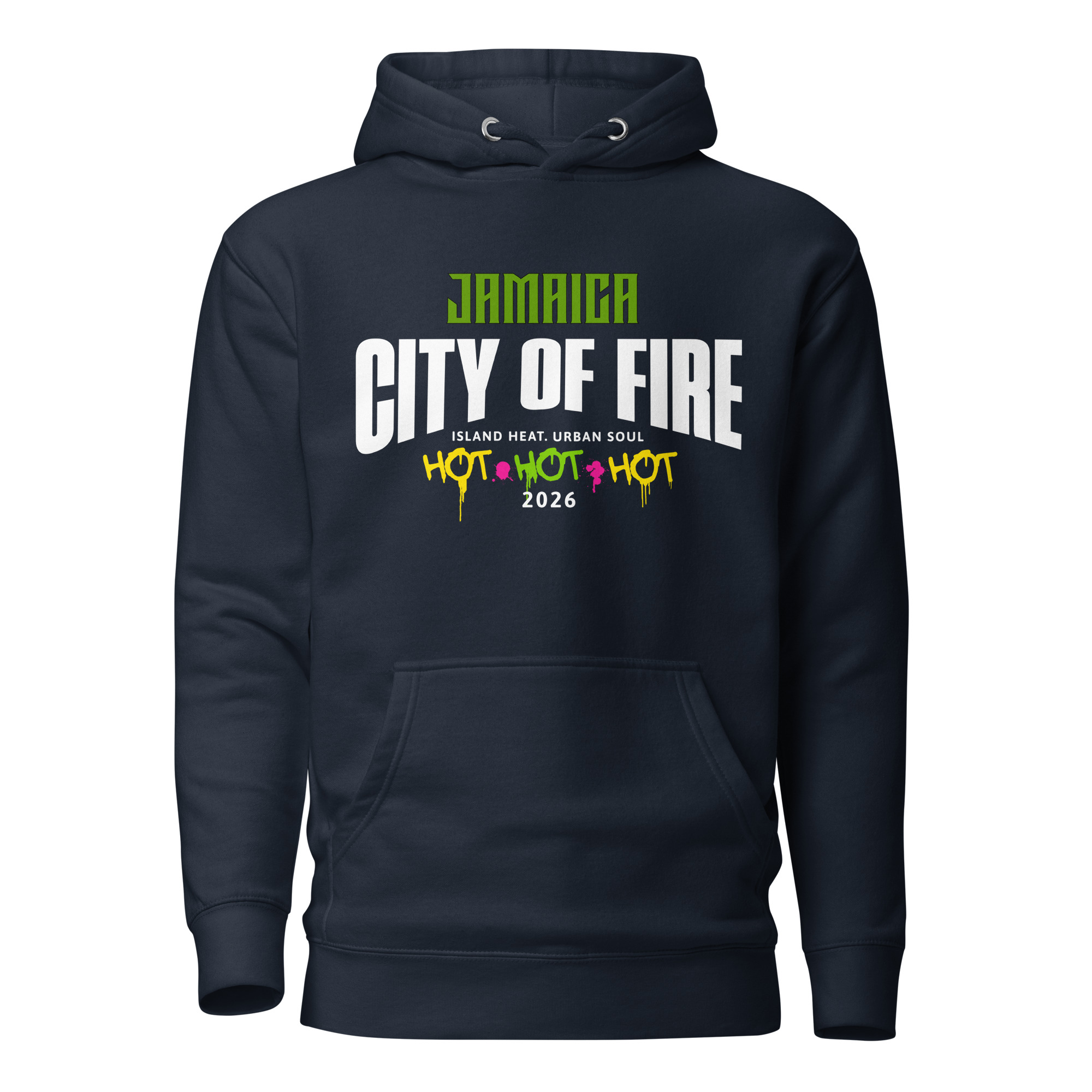 Jamaica City of Fire – Island Heat Urban Soul Premium Hoodie - Unisex Hoodie - Image 2