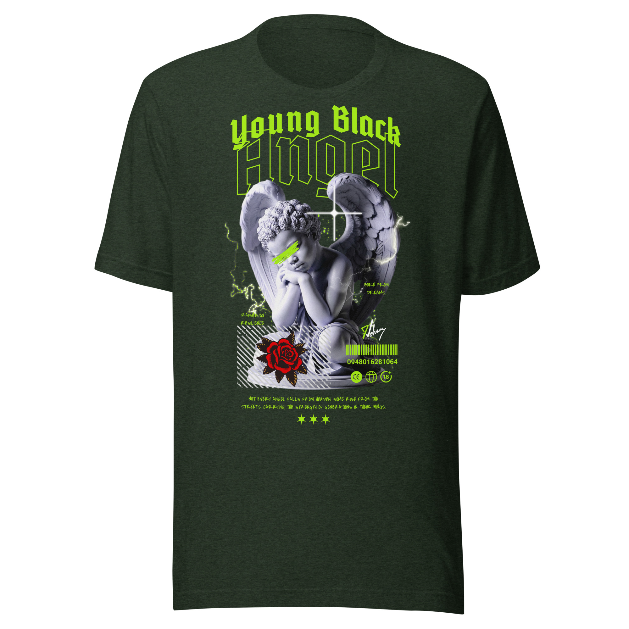 Young Black Angel – Heritage & Resilience Streetwear Design - Unisex t-shirt - Image 4