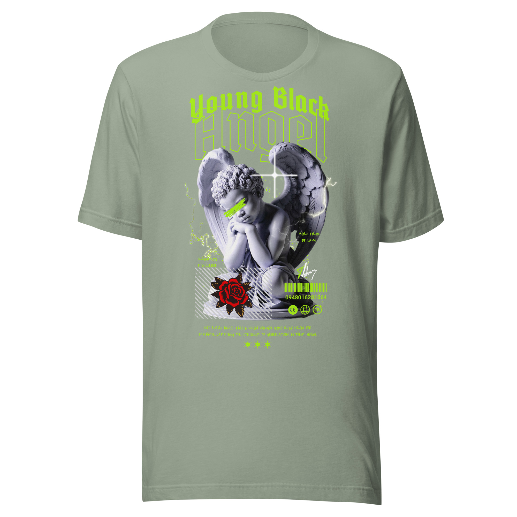 Young Black Angel – Heritage & Resilience Streetwear Design - Unisex t-shirt - Image 2