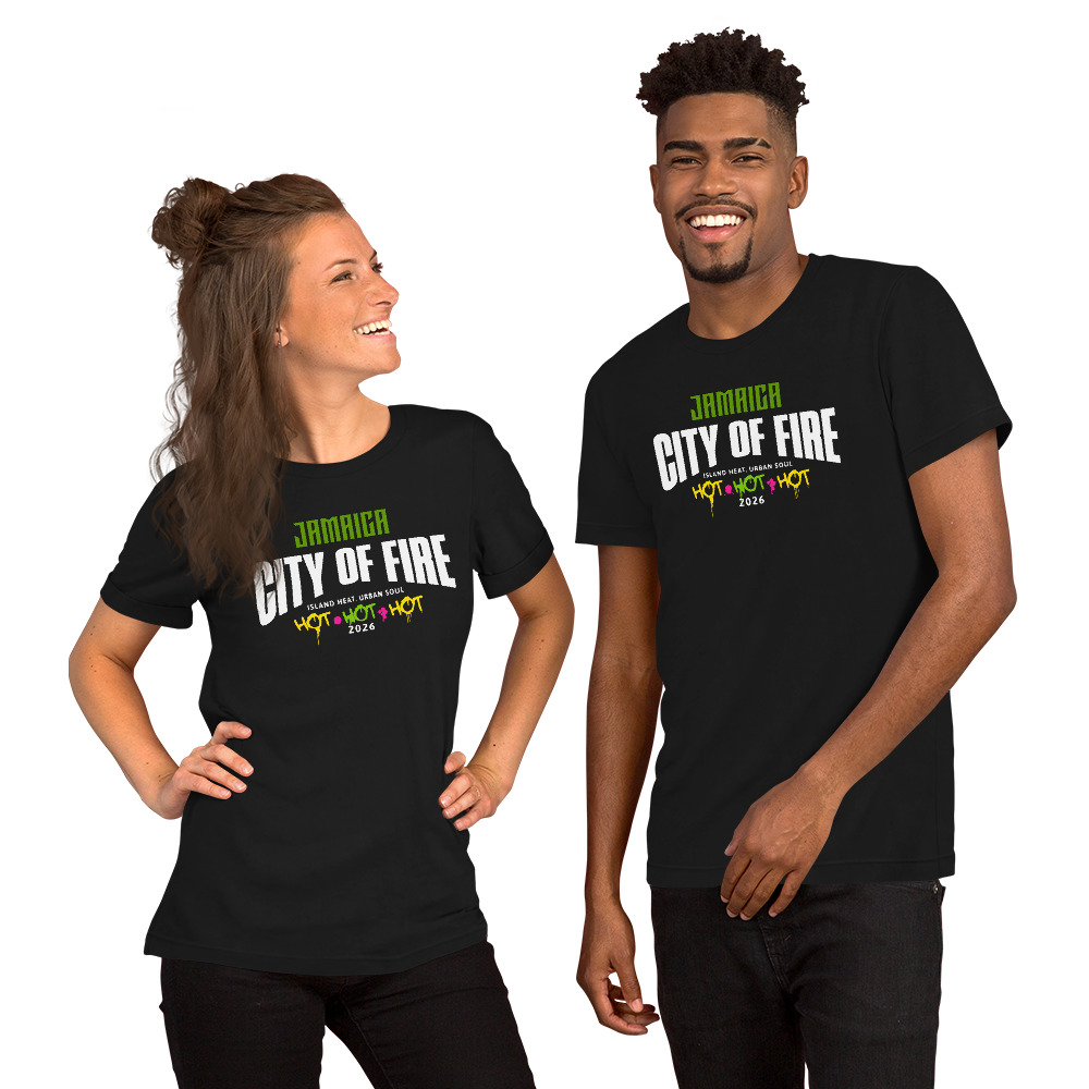Jamaica City of Fire – Caribbean Streetwear Graphic Tee - Unisex t-shirt - Image 2