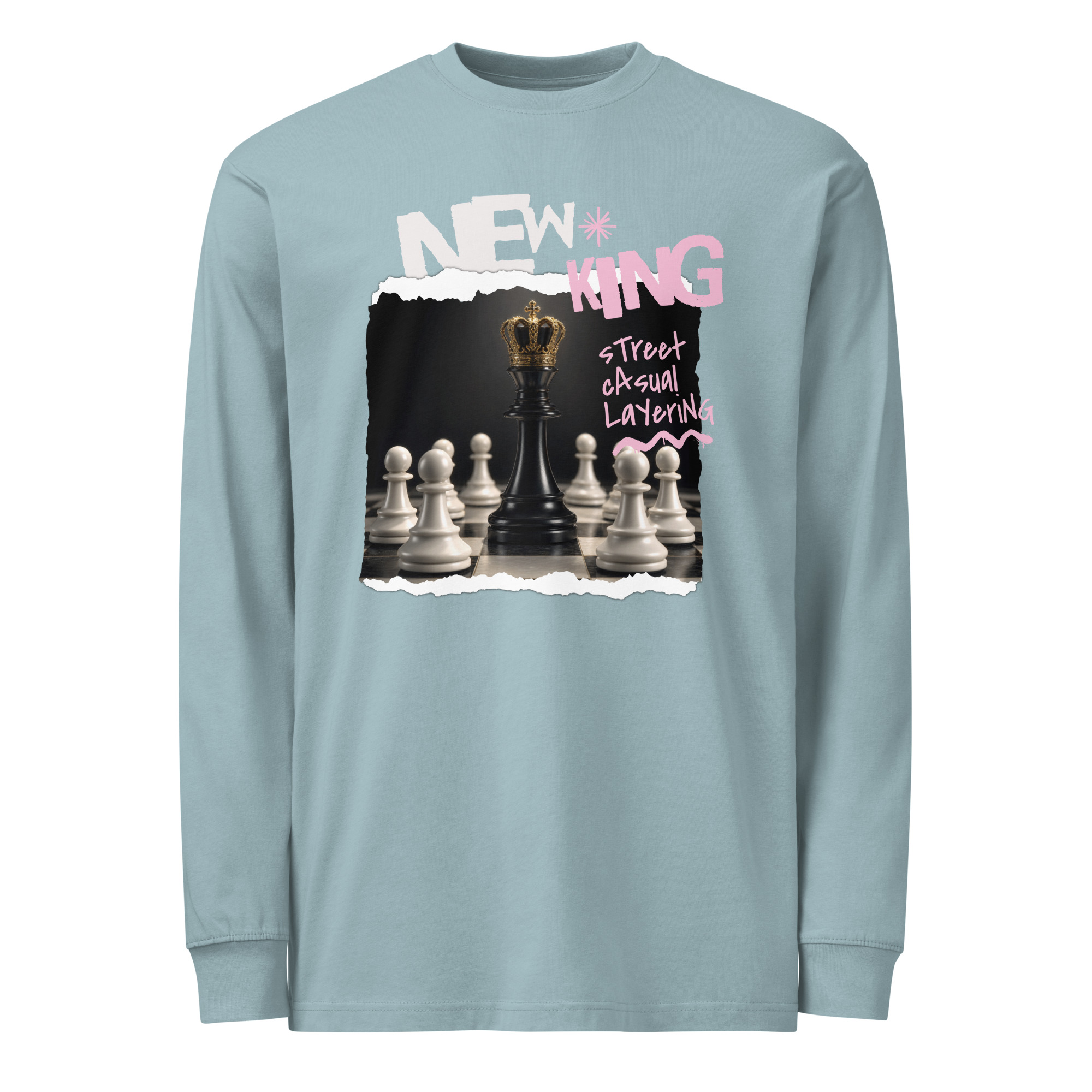 New King – Leadership Is Earned Men's Heavyweight Long Sleeve T-Shirt - Image 2