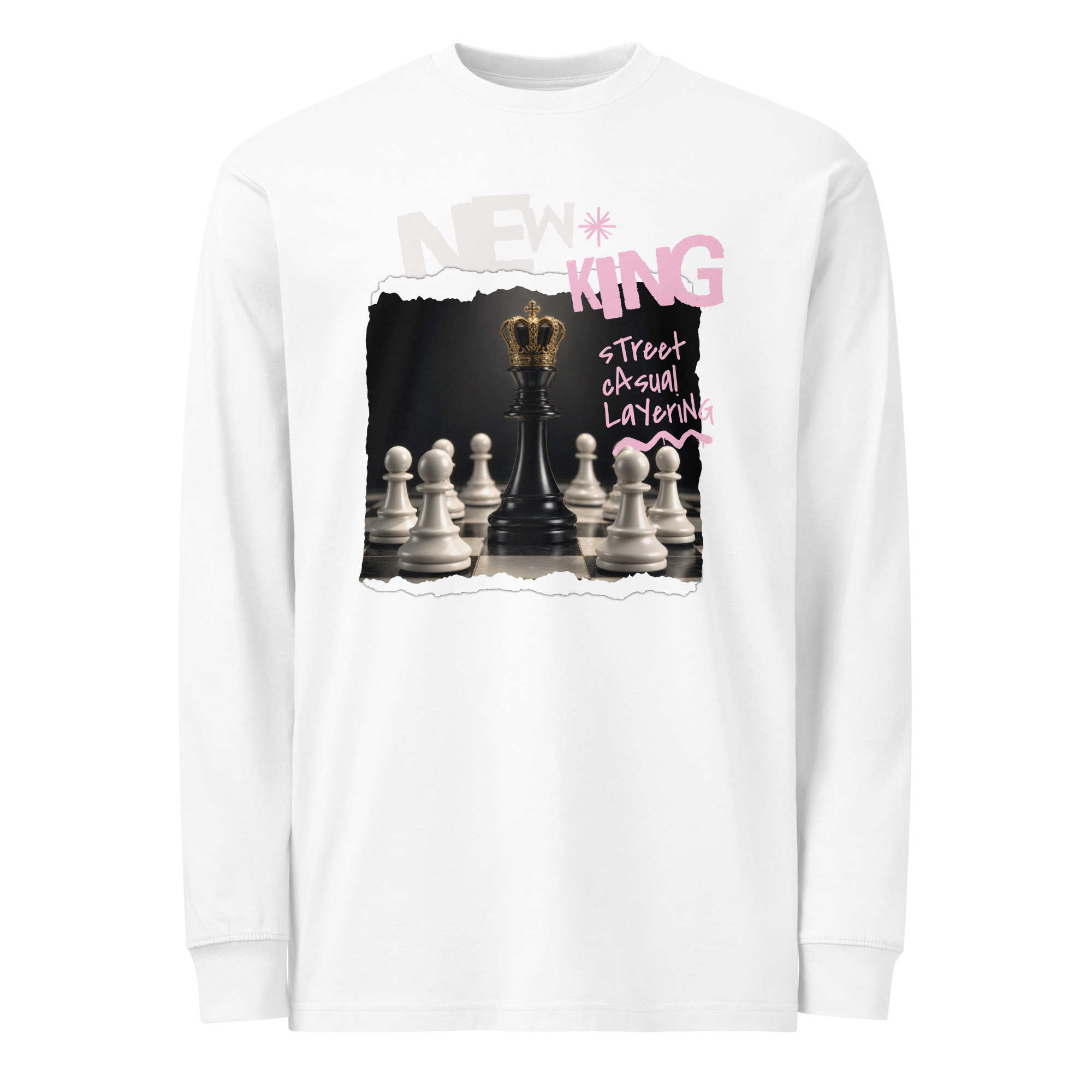 New King – Leadership Is Earned Men's Heavyweight Long Sleeve T-Shirt - Image 3