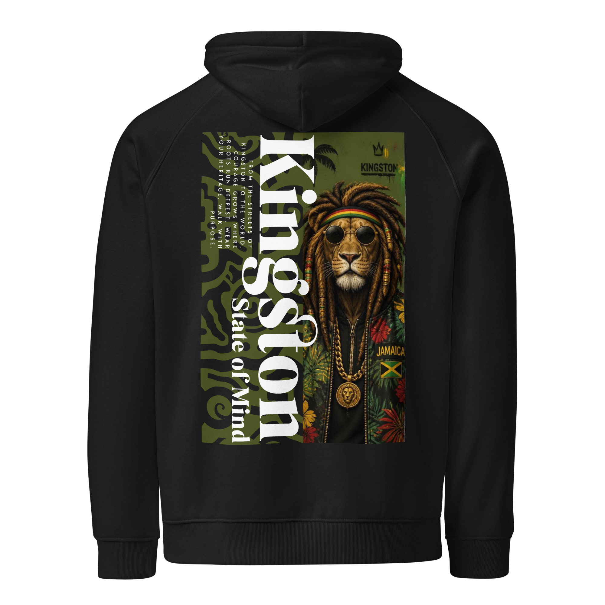 Kingston State of Mind . Unisex eco raglan hoodie - Image 3