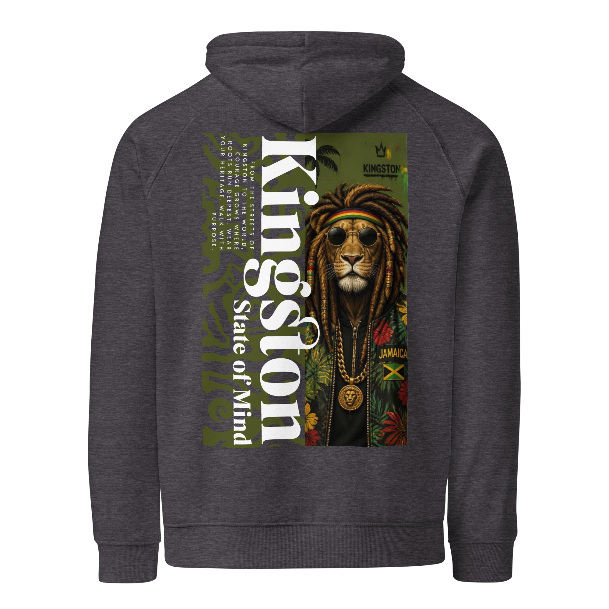Kingston State of Mind . Unisex eco raglan hoodie - Image 4