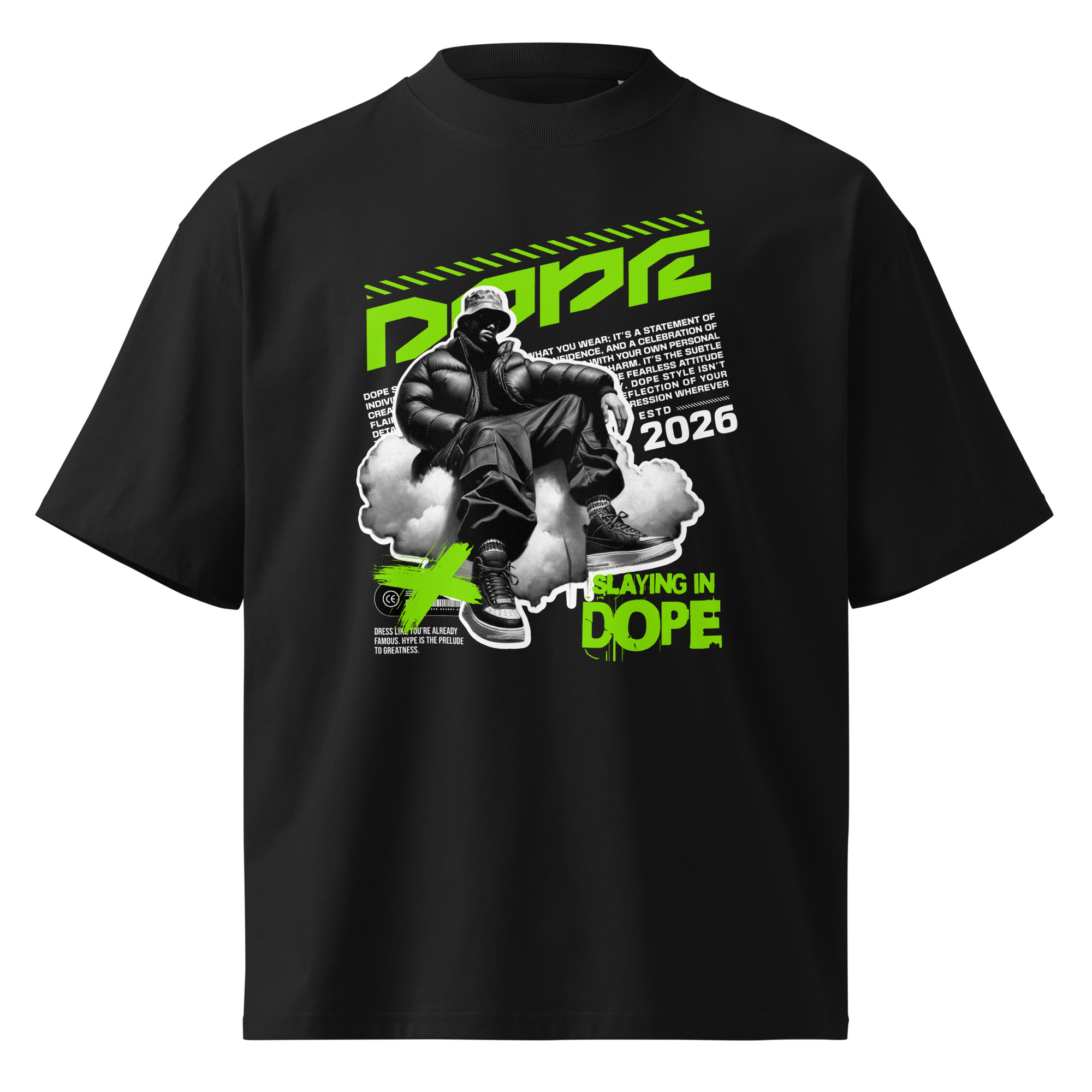Slaying in Dope – Urban Confidence Premium Streetwear - Unisex organic oversized high neck t-shirt - Image 2