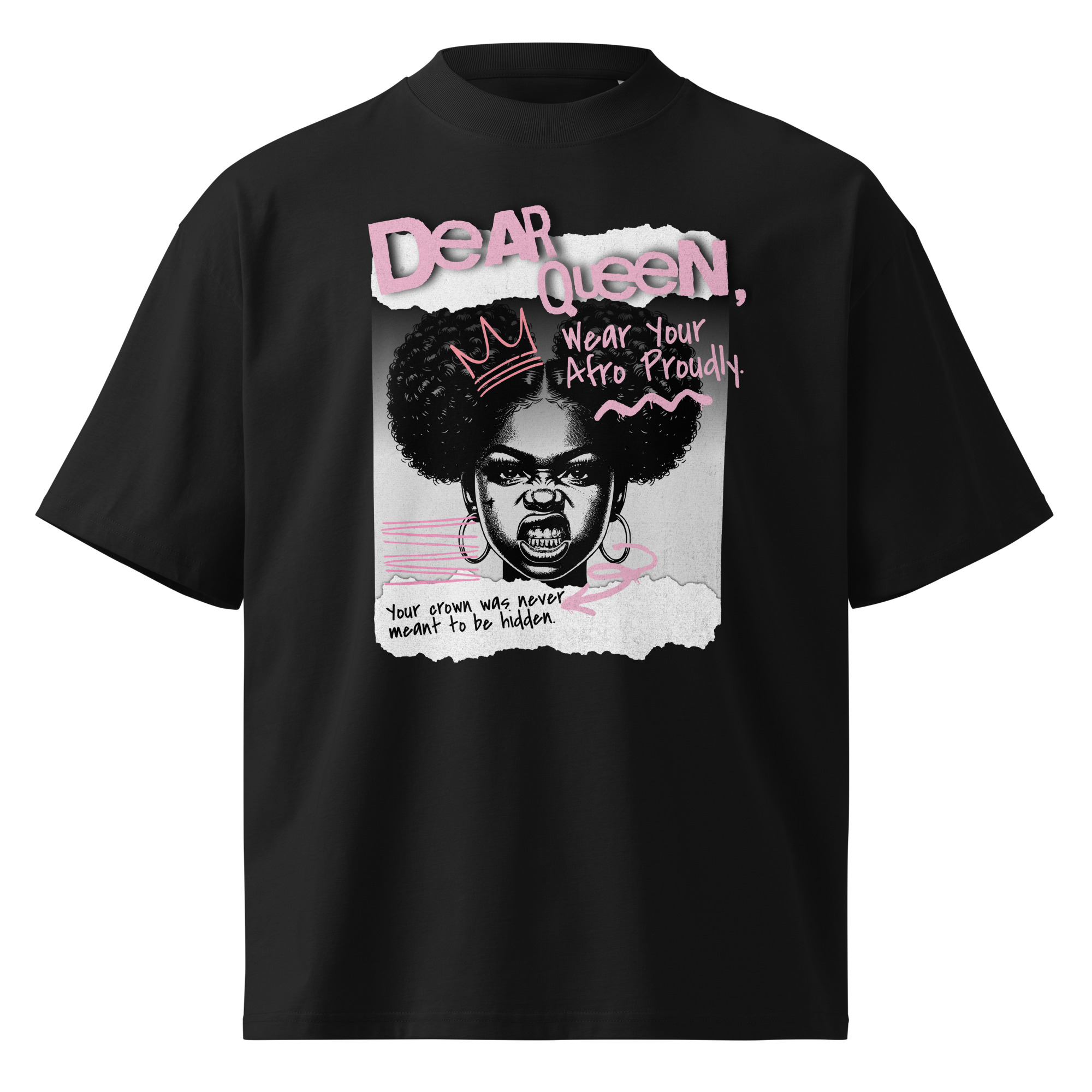Dear Queen – Organic Oversized High Neck T-Shirt | Afro Pride Streetwear - Image 3